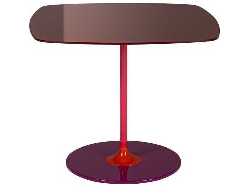 Kartell Thierry Square Glass Burgundy End Table