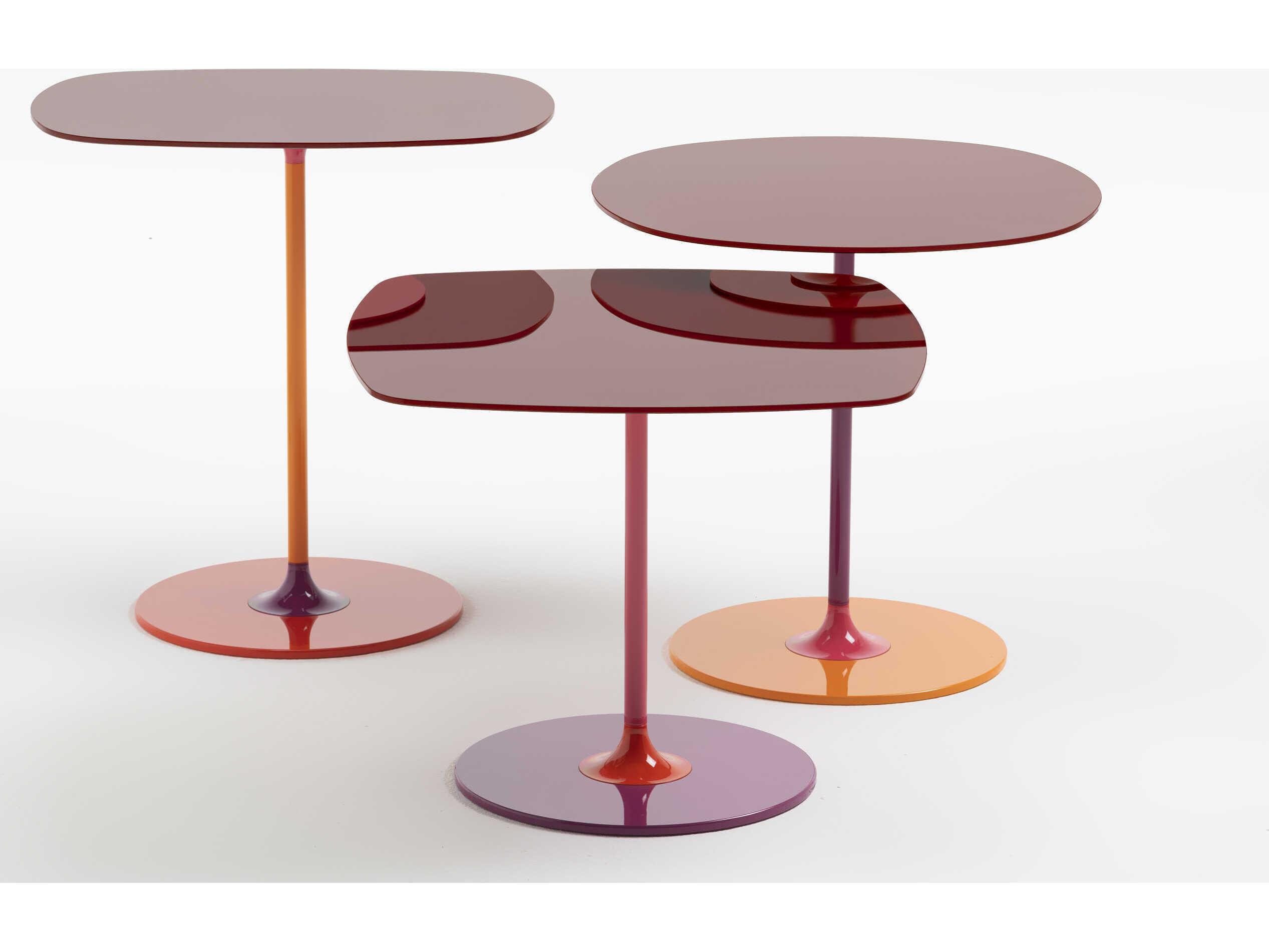 Kartell Thierry Square Glass Burgundy End Table
