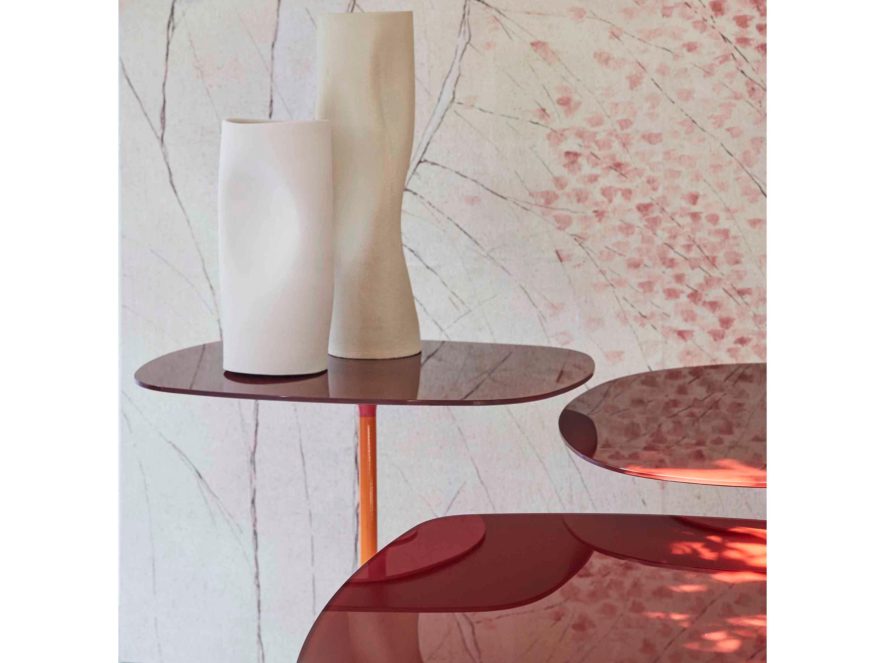 Kartell Thierry Square Glass Burgundy End Table