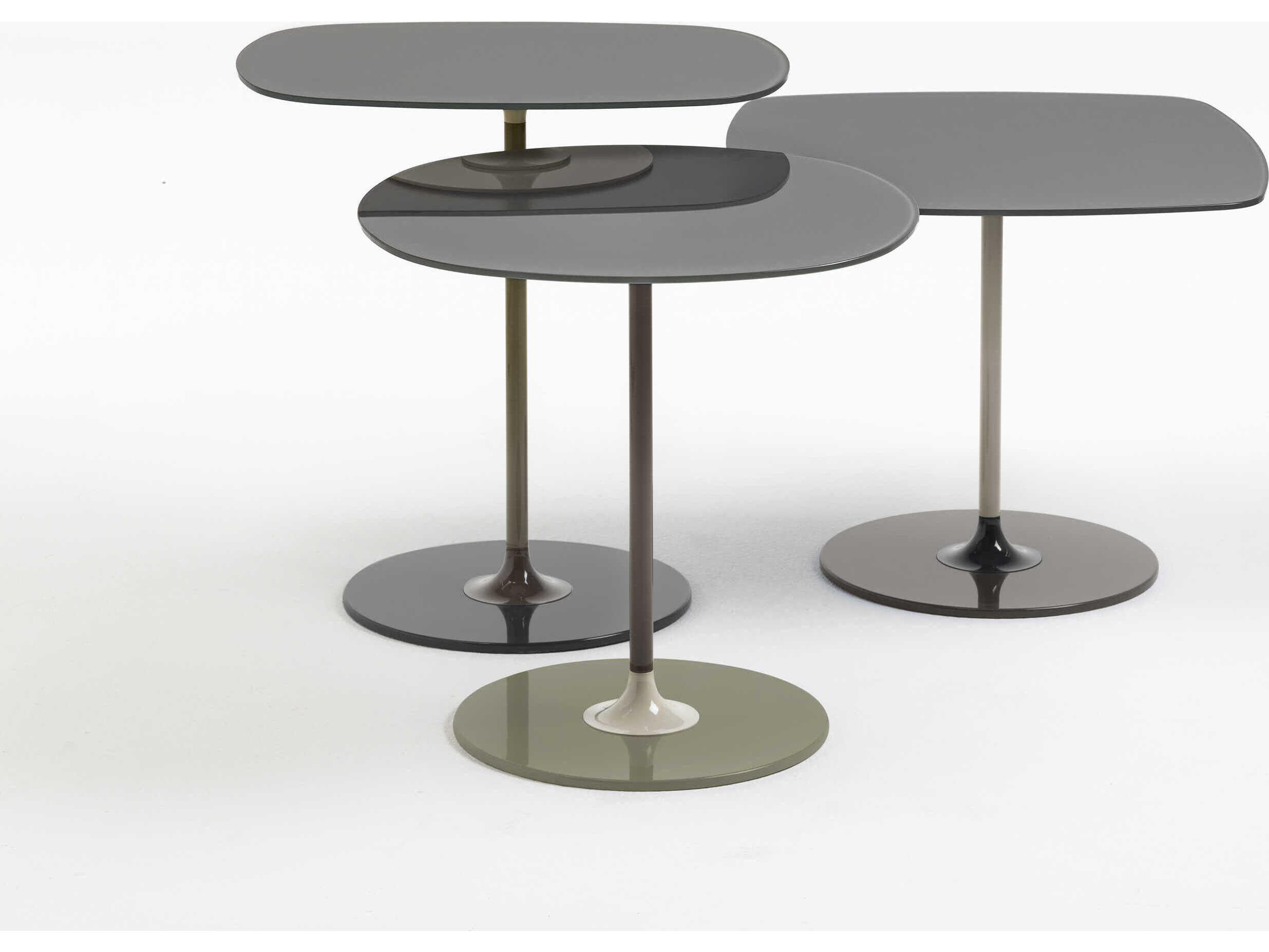 Kartell Thierry Square Glass Gray End Table