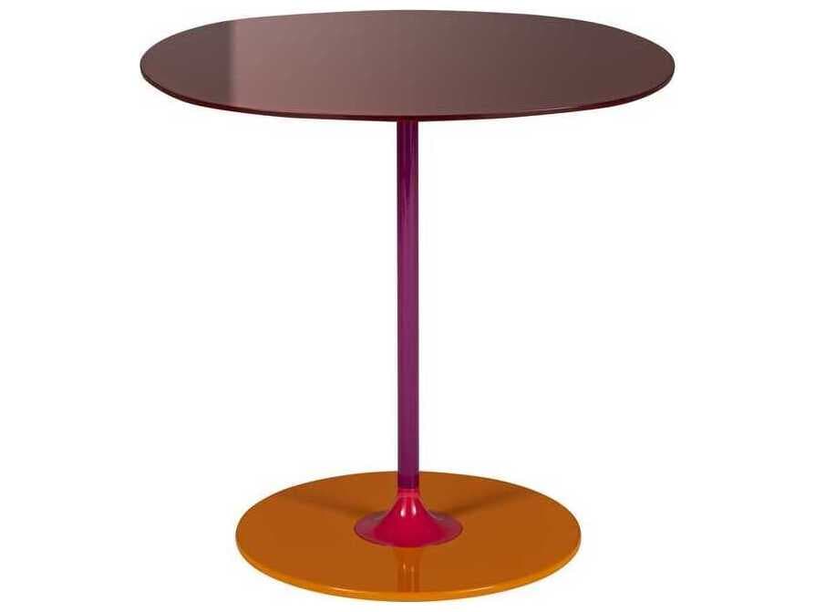 Kartell Thierry Round Glass Burgundy End Table