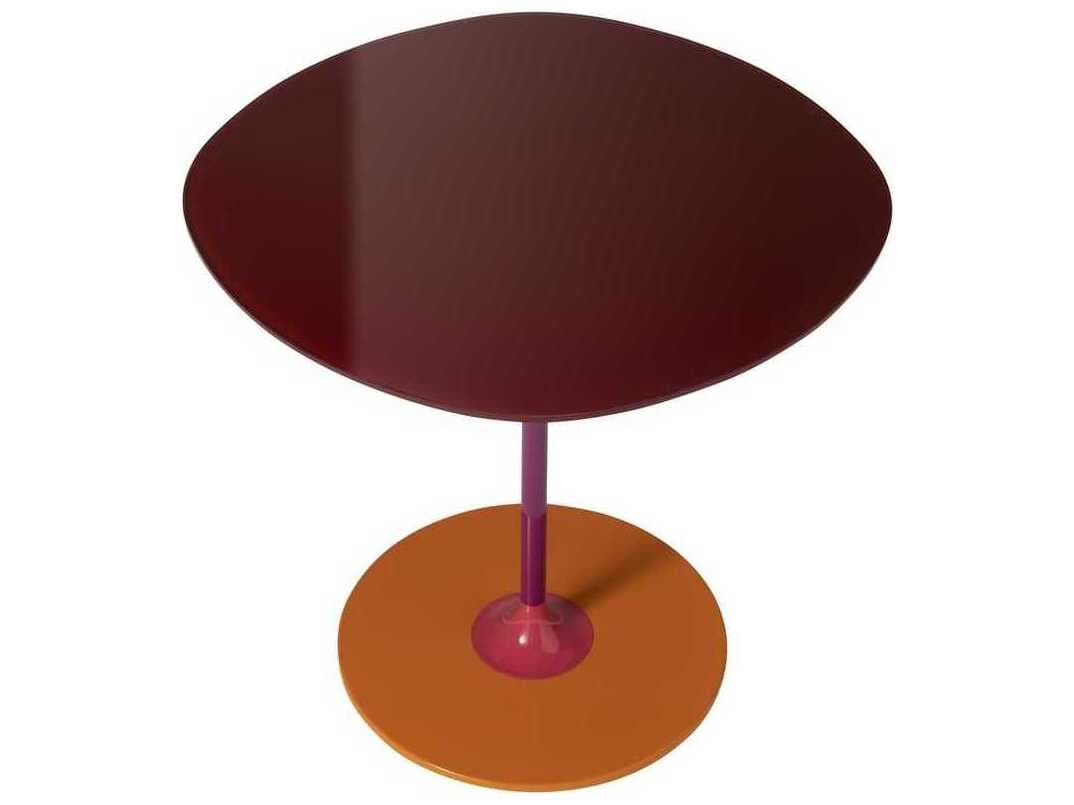 Kartell Thierry Round Glass Burgundy End Table