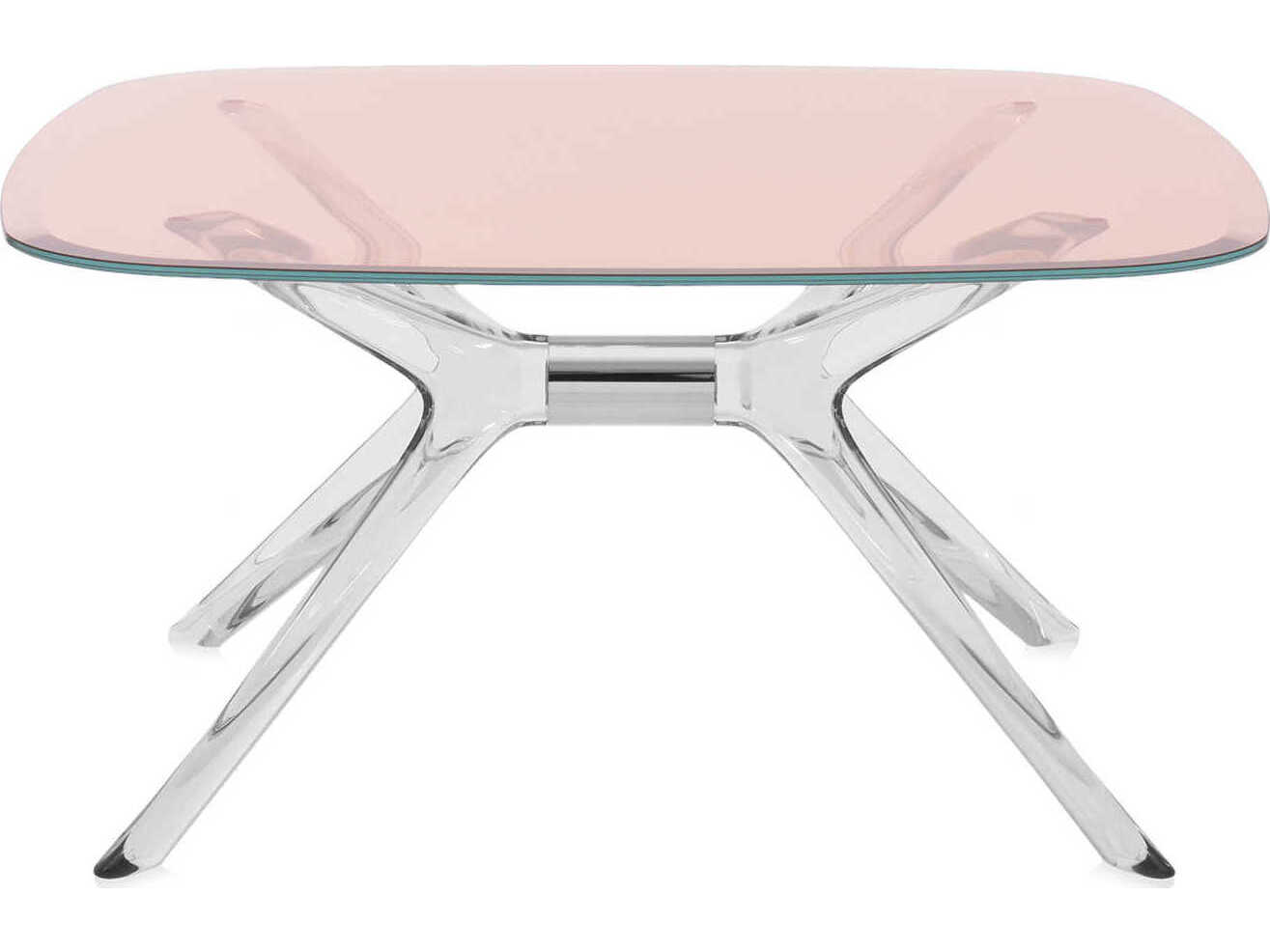 Kartell Blast Square Pink Crystal Chrome Coffee Table