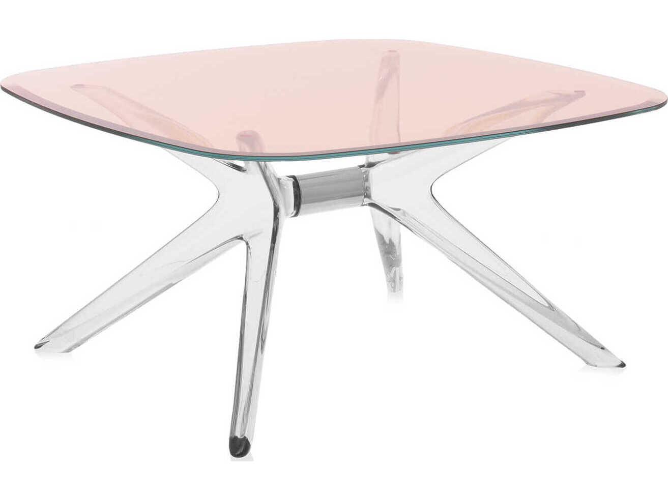 Kartell Blast Square Pink Crystal Chrome Coffee Table