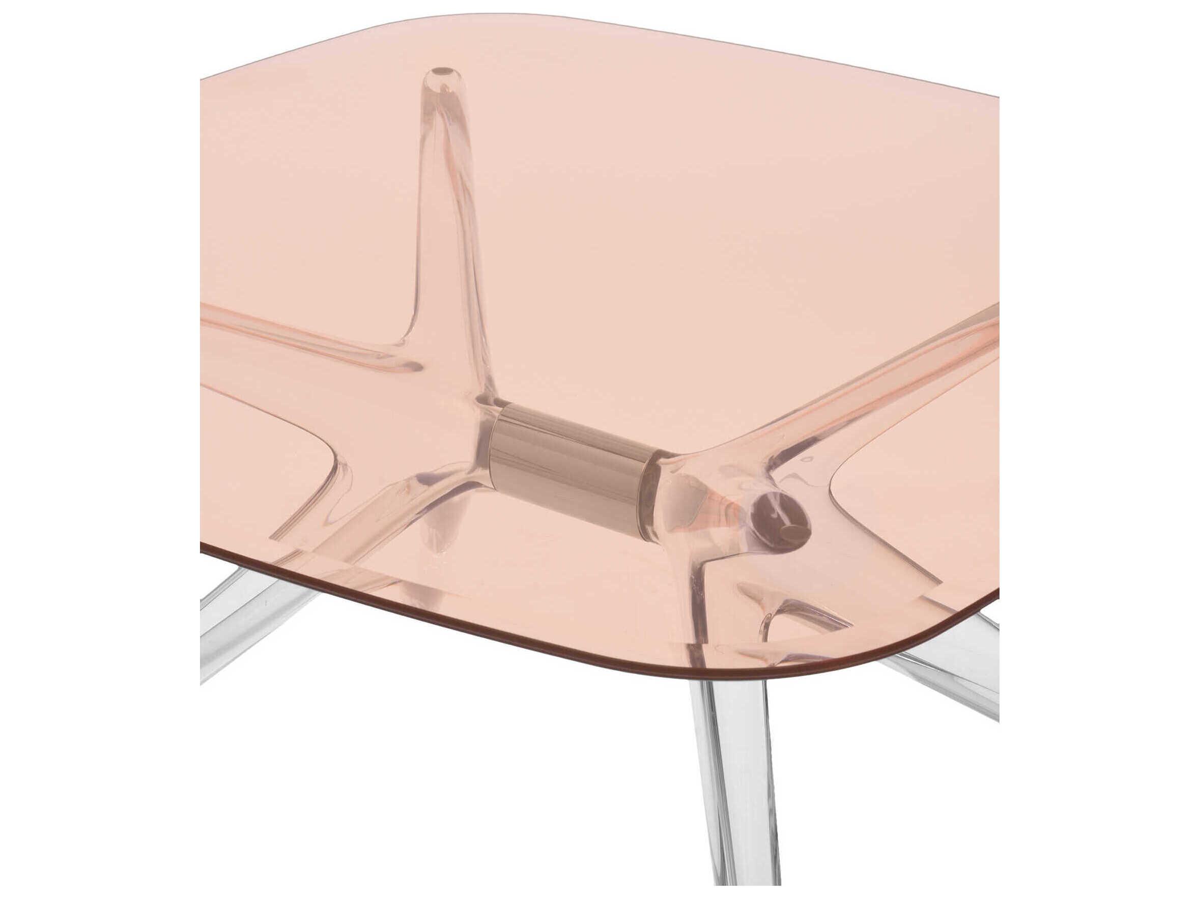 Kartell Blast Square Pink Crystal Chrome Coffee Table