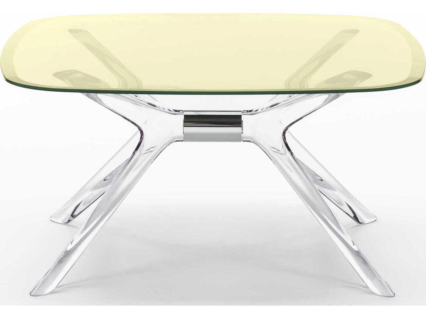 Kartell Blast Square Yellow Crystal Chrome Coffee Table