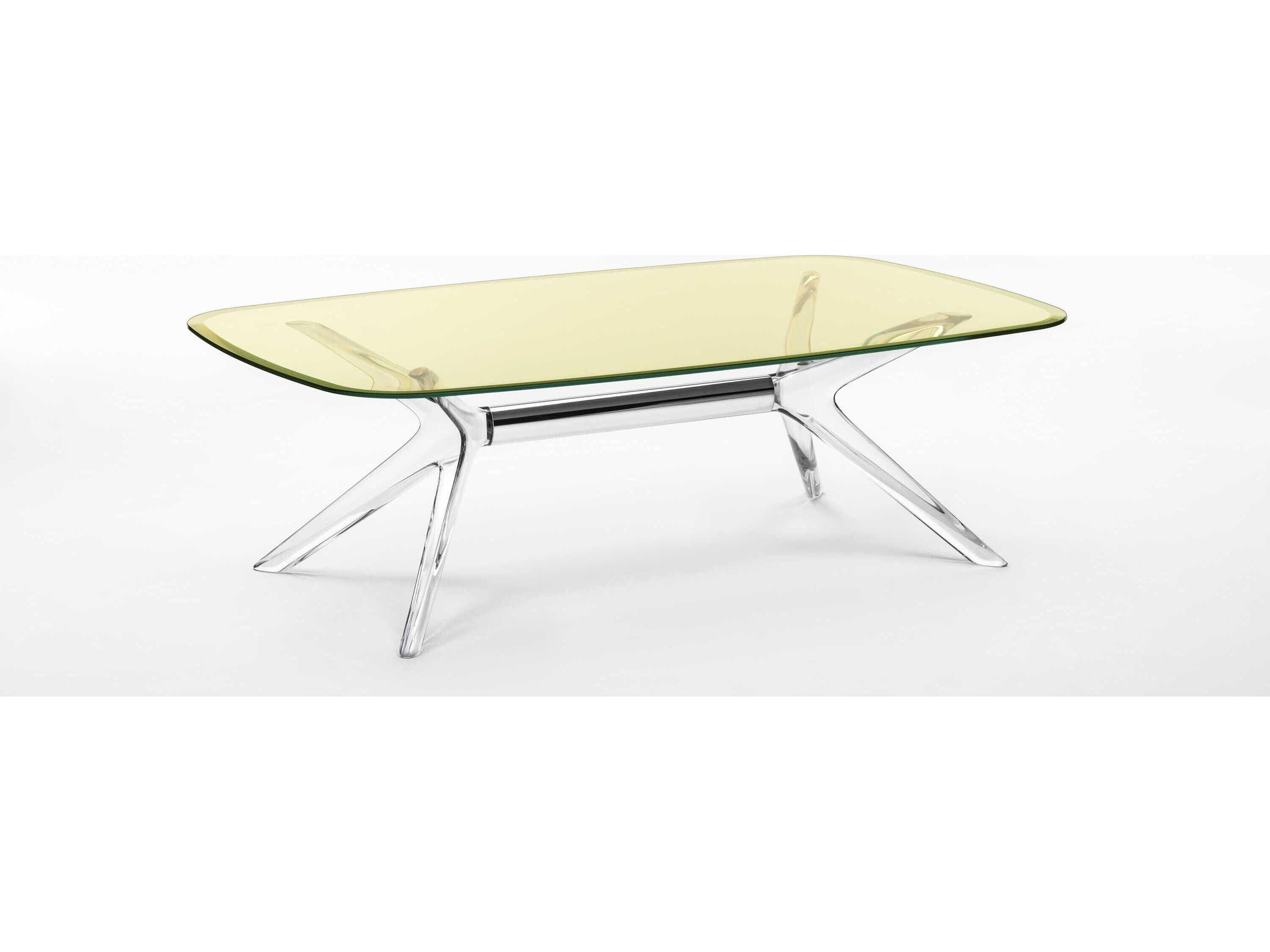 Kartell Blast Rectangular Yellow Crystal Chrome Coffee Table