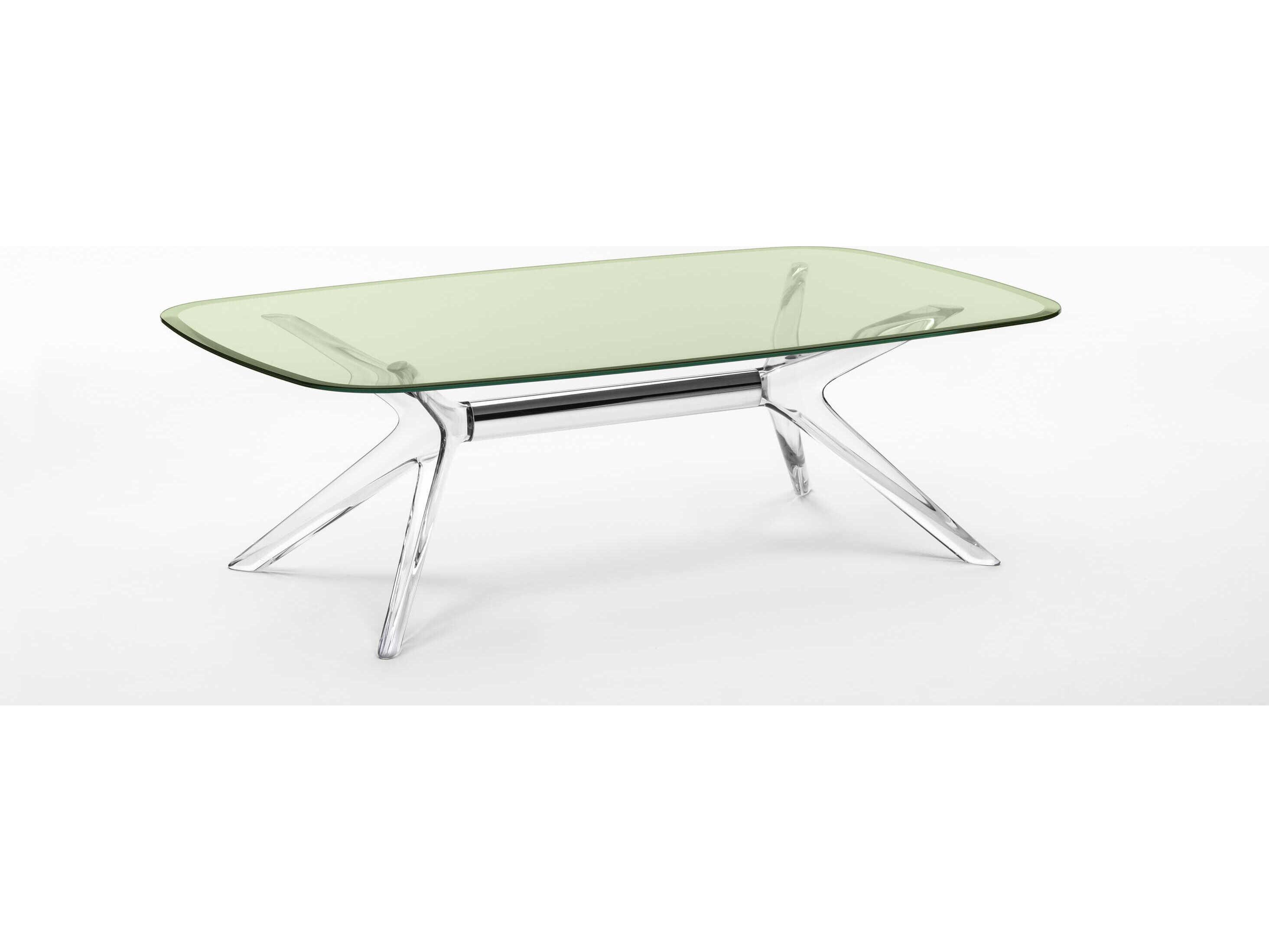 Kartell Blast Rectangular Green Crystal Chrome Coffee Table