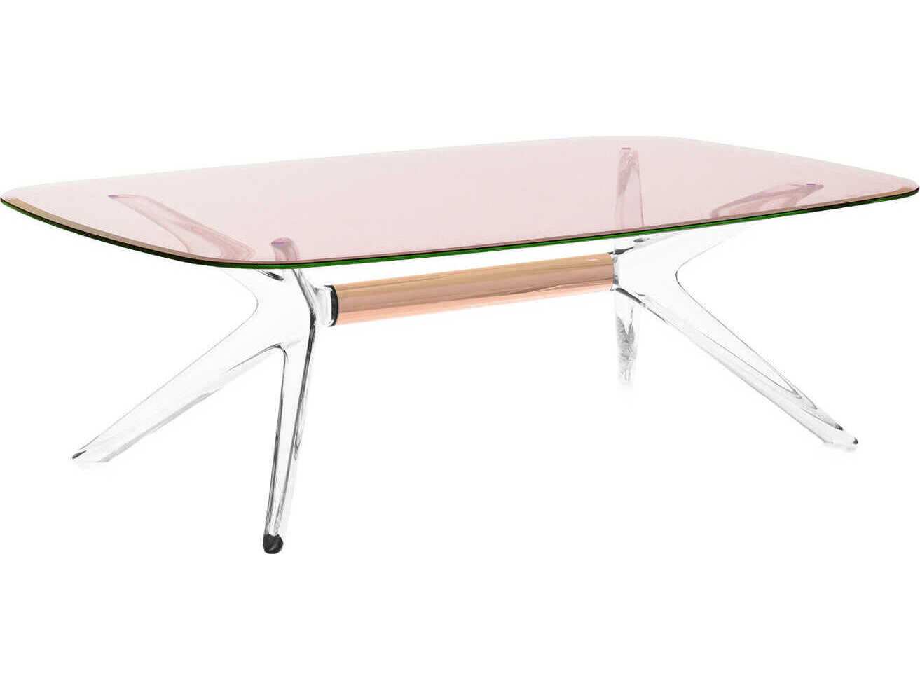 Kartell Blast Rectangular Pink Bronze Chrome Coffee Table