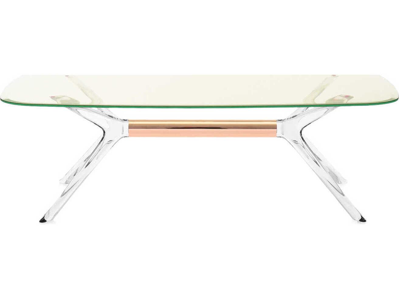 Kartell Blast Rectangular Yellow Bronze Chrome Coffee Table