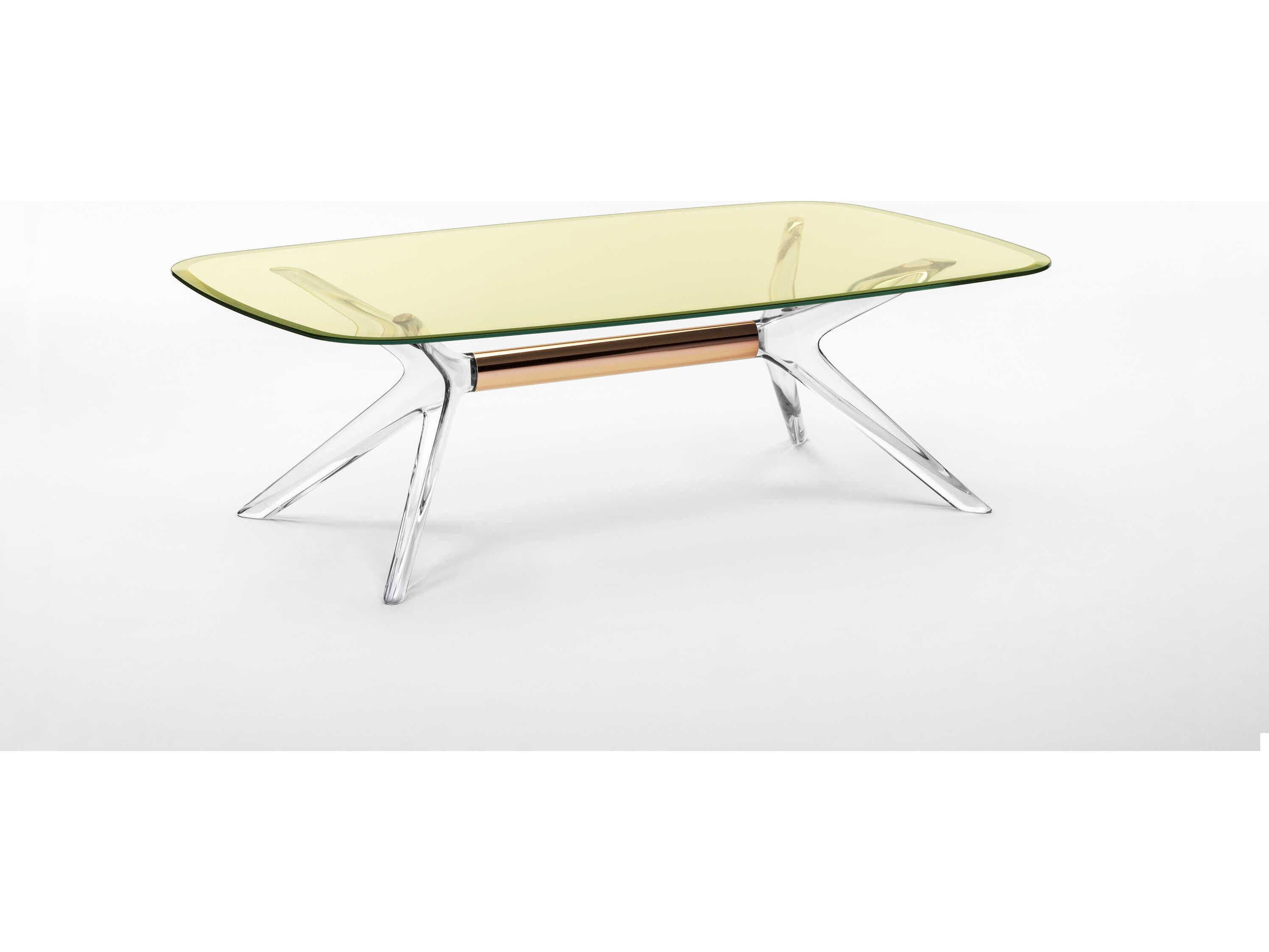 Kartell Blast Rectangular Yellow Bronze Chrome Coffee Table