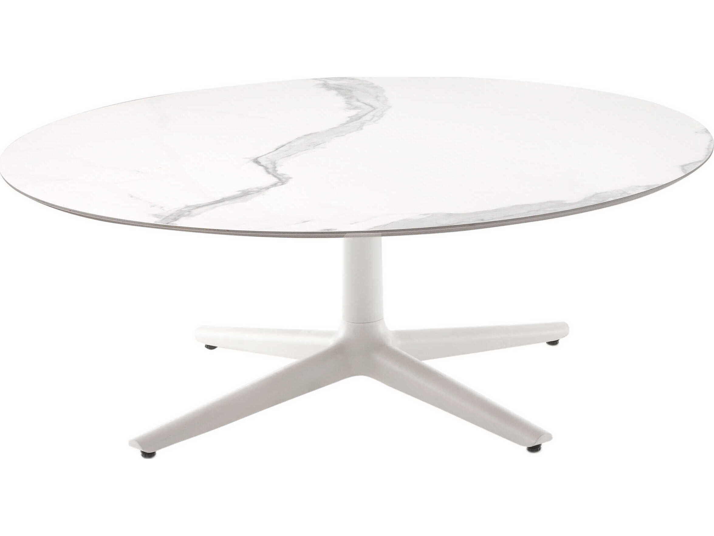 Kartell Multiplo Low Round White Marble And Coffee Table