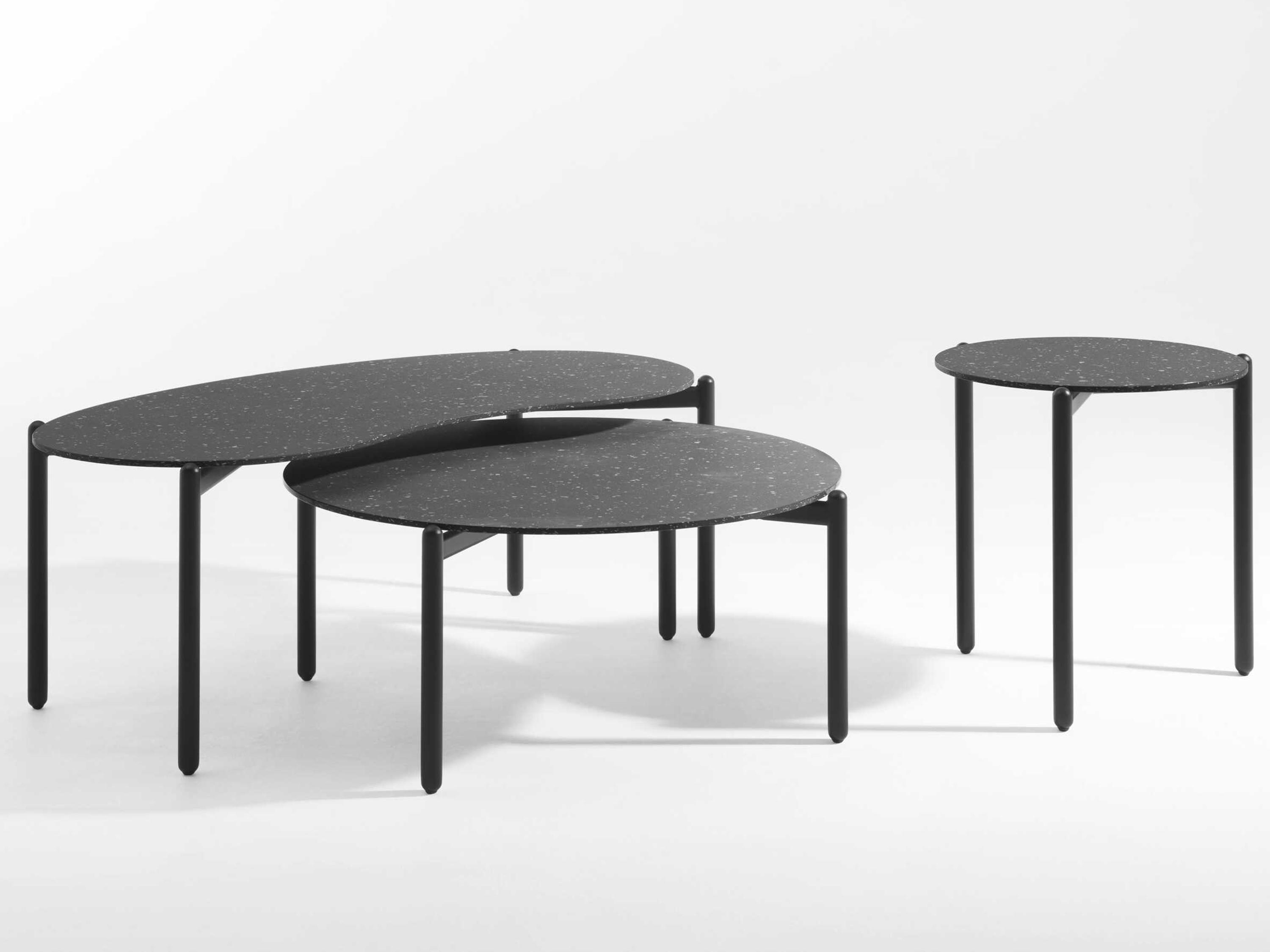 Kartell Undique Round Stone Terrazzo Black End Table