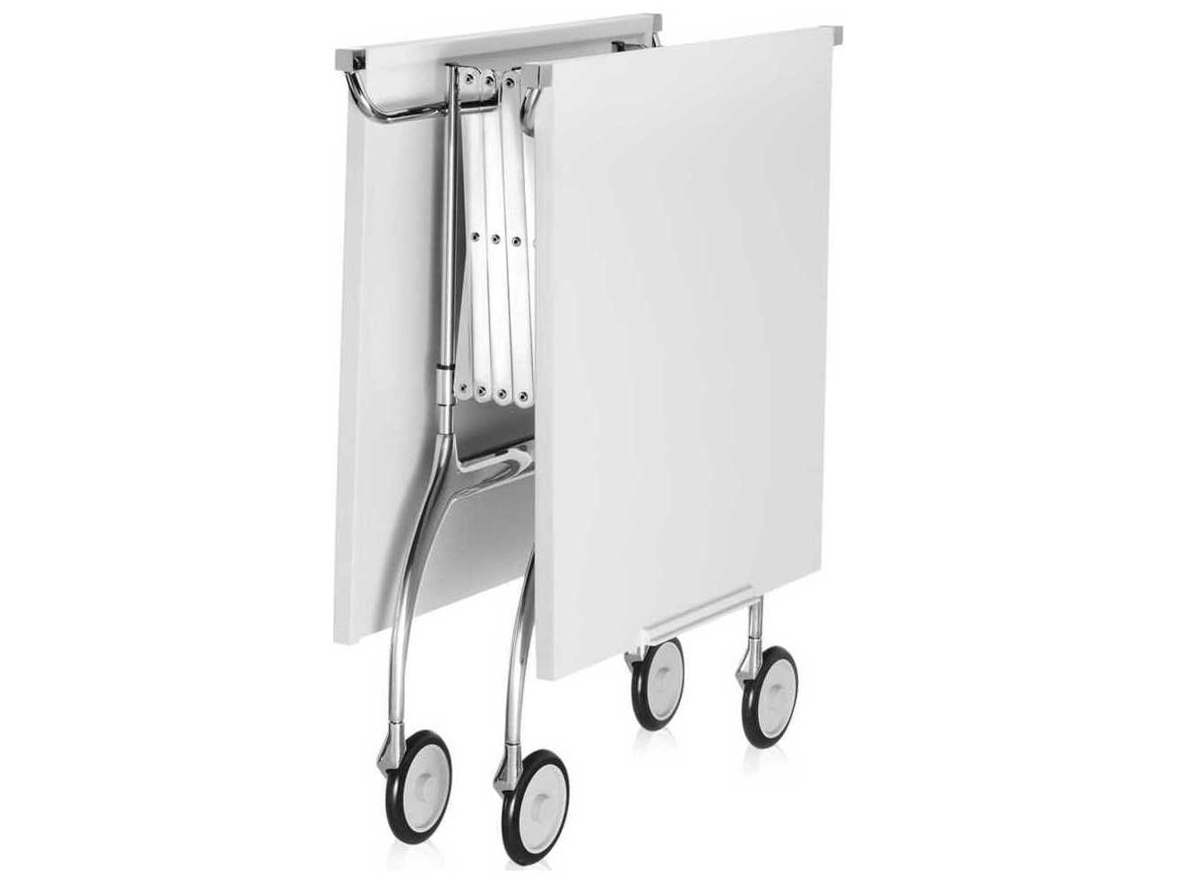 Kartell Battista Silver White Chrome Bar Cart