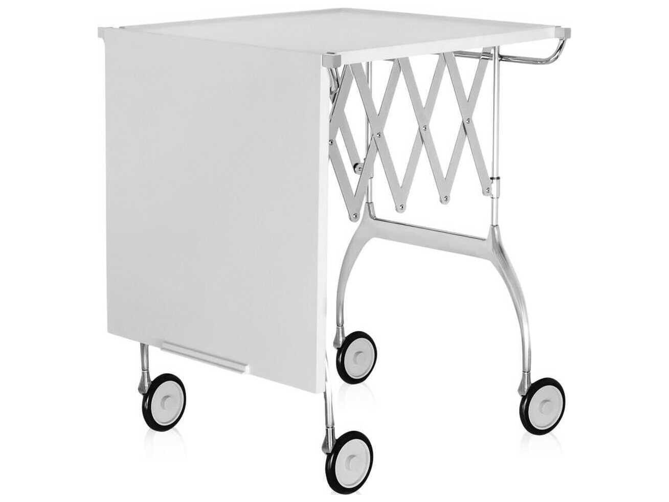 Kartell Battista Silver White Chrome Bar Cart