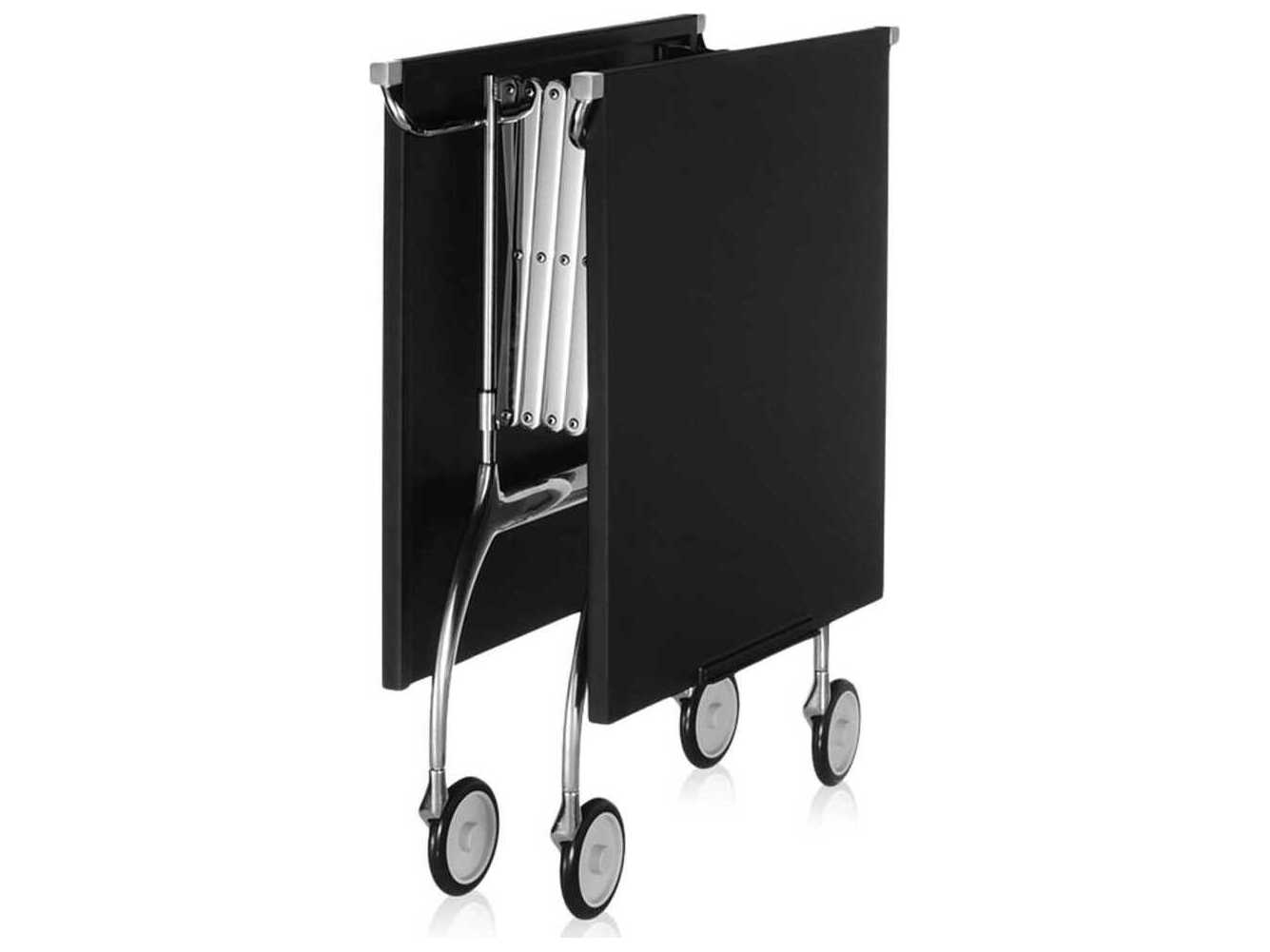 Kartell Battista Silver Black Chrome Bar Cart