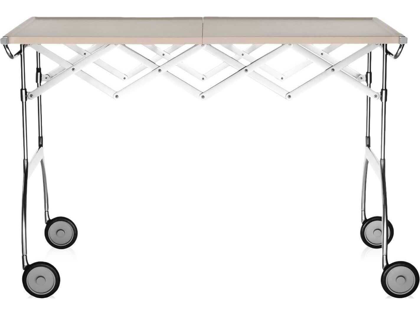 Kartell Battista Silver Cream Chrome Bar Cart