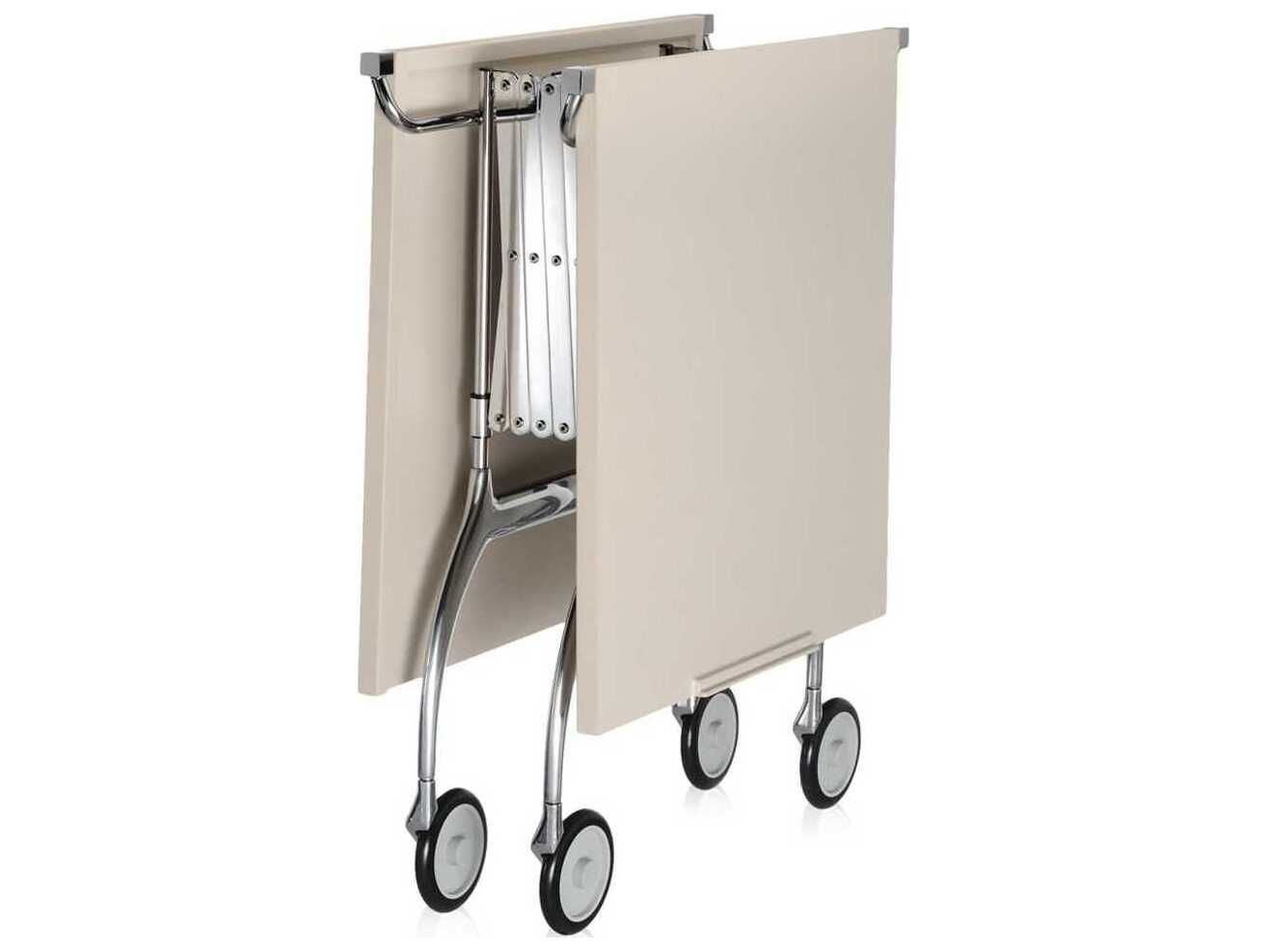 Kartell Battista Silver Cream Chrome Bar Cart