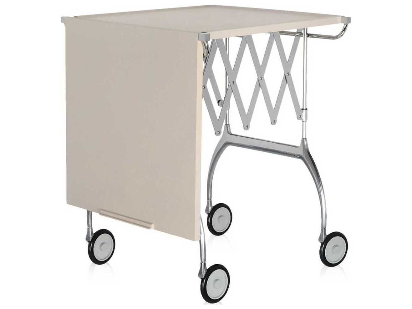 Kartell Battista Silver Cream Chrome Bar Cart