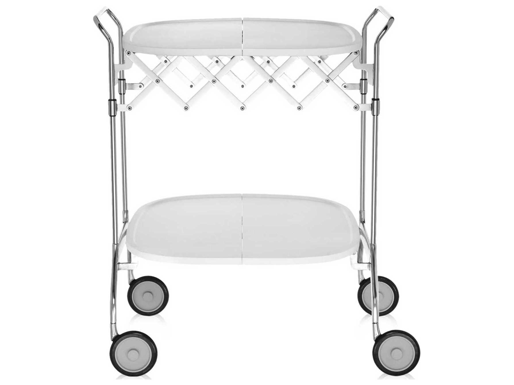 Kartell Gastone Silver White Chrome Bar Cart