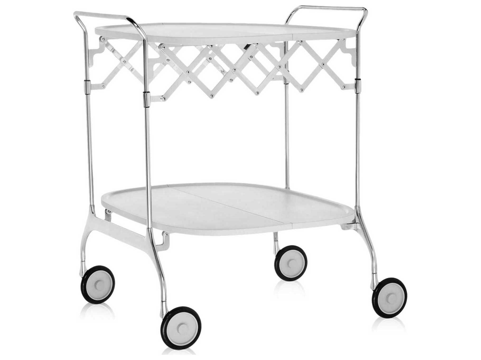 Kartell Gastone Silver White Chrome Bar Cart