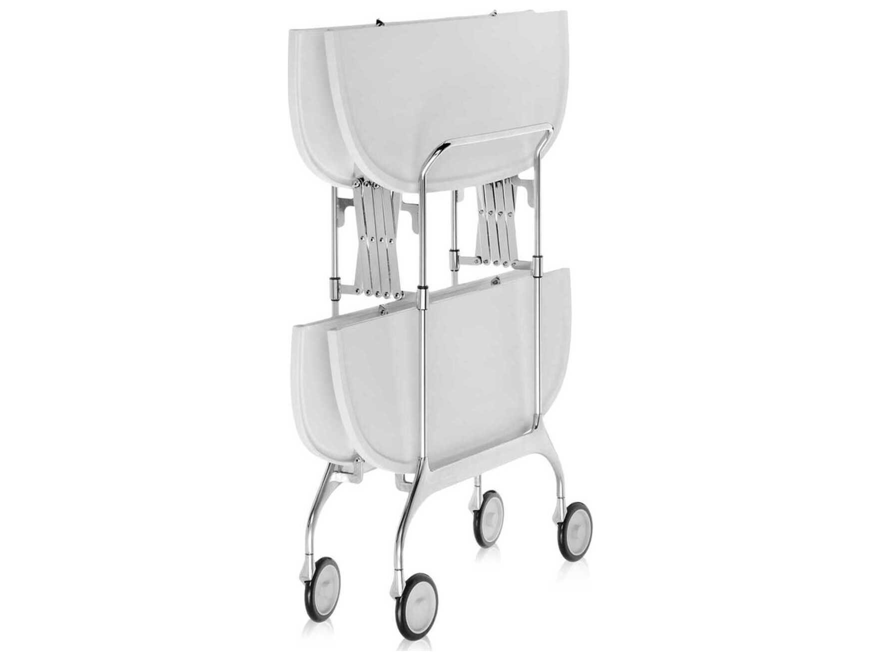 Kartell Gastone Silver White Chrome Bar Cart