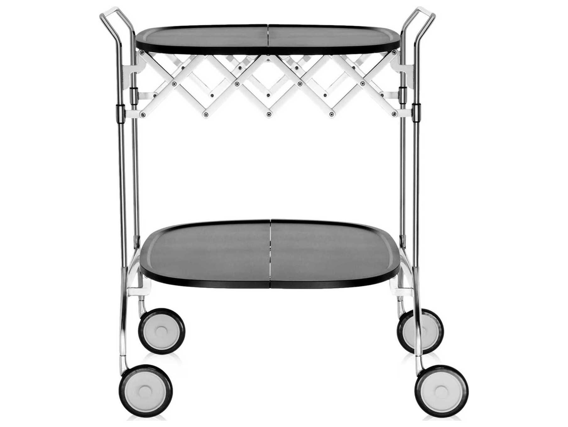 Kartell Gastone Silver Black Chrome Bar Cart