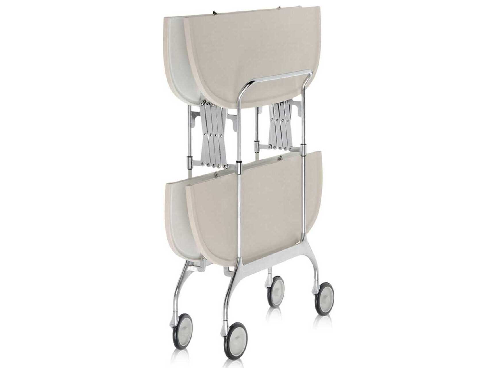 Kartell Gastone Beige Cream Chrome Bar Cart