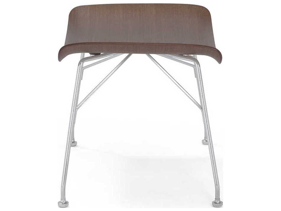 Kartell S-wood Basic Veneer Dark Wood And Chrome Brown Ottoman