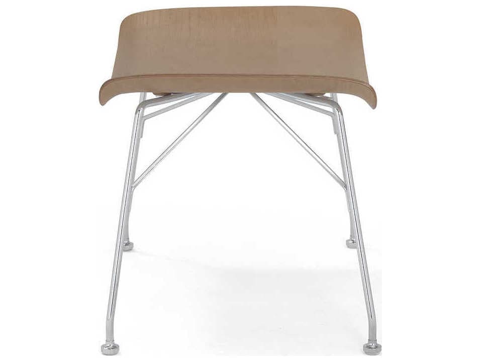 Kartell S-wood Slatted Ash Light Wood And Chrome Brown Ottoman