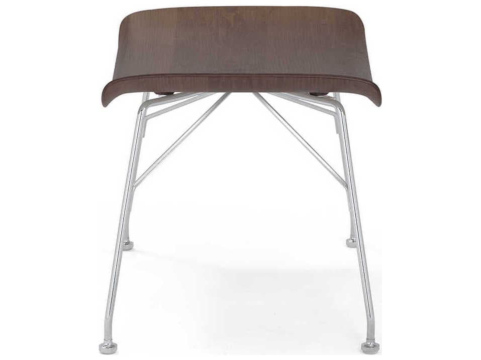 Kartell S-wood Slatted Ash Dark Wood And Chrome Brown Ottoman