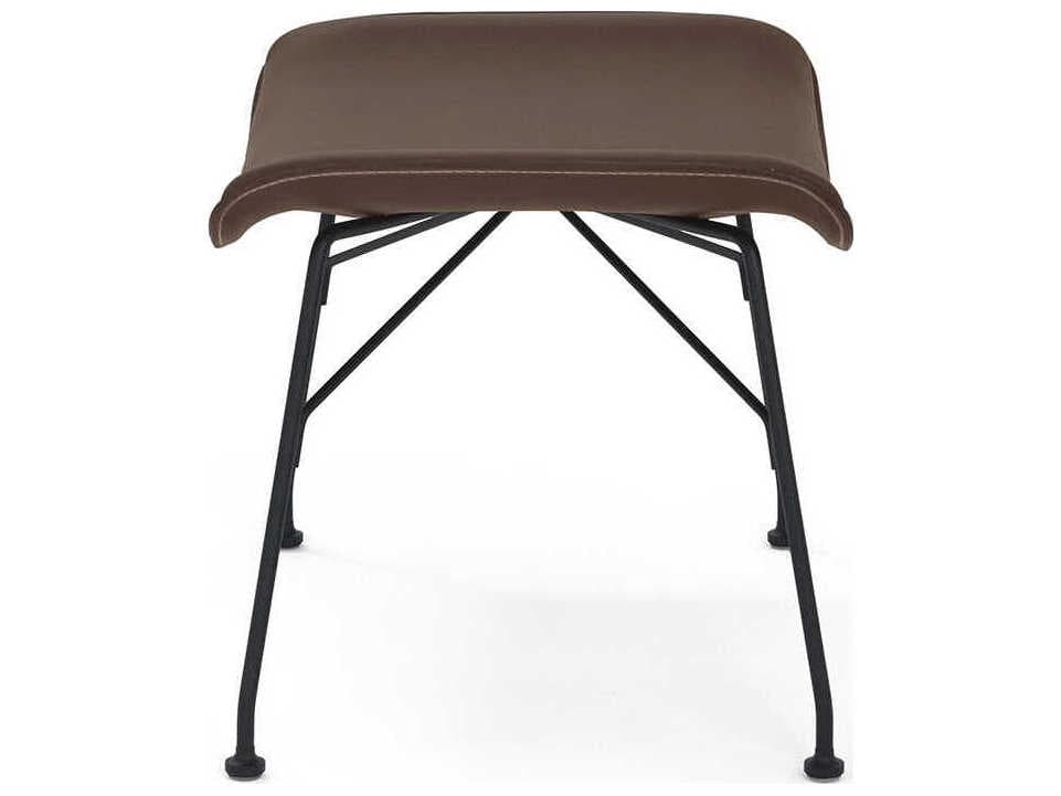 Kartell S-wood Slatted Ash Dark Wood Leather And Black Brown Ottoman