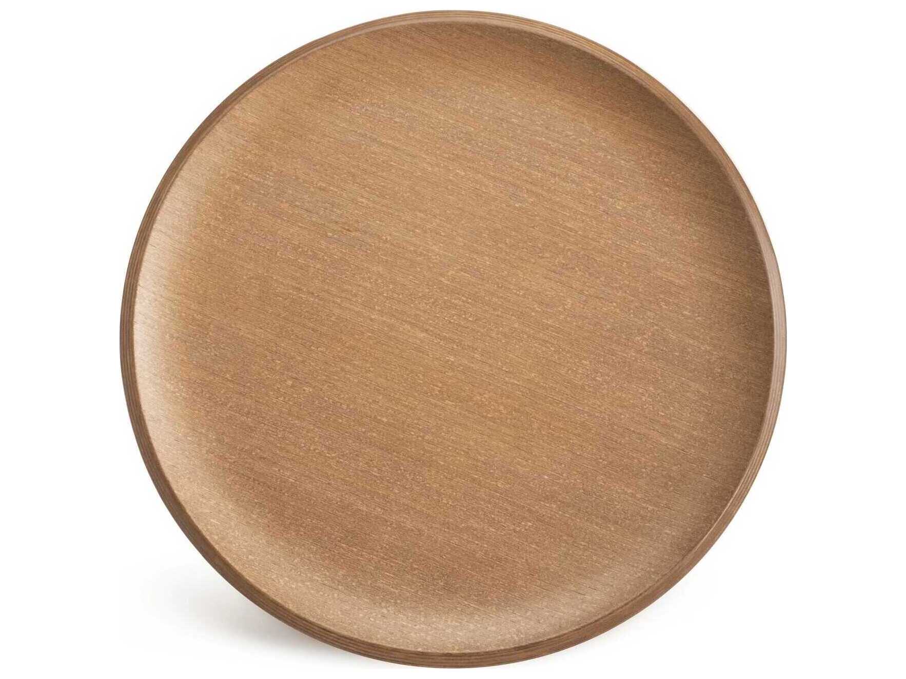 Kartell Al Wood Round Light Basic Veneer And Chrome End Table