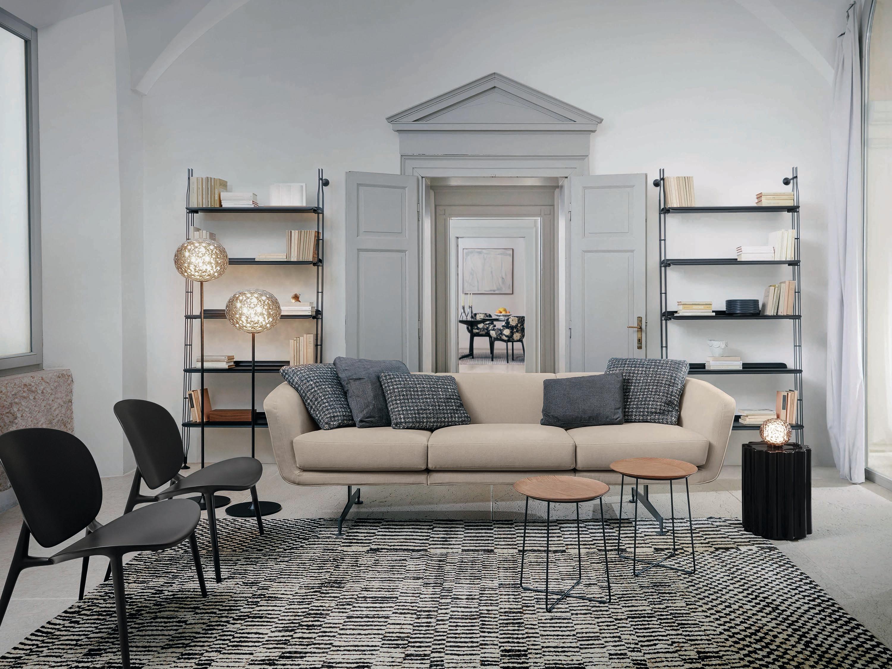 Kartell Al Wood Round Light Slatted Ash And Chrome End Table