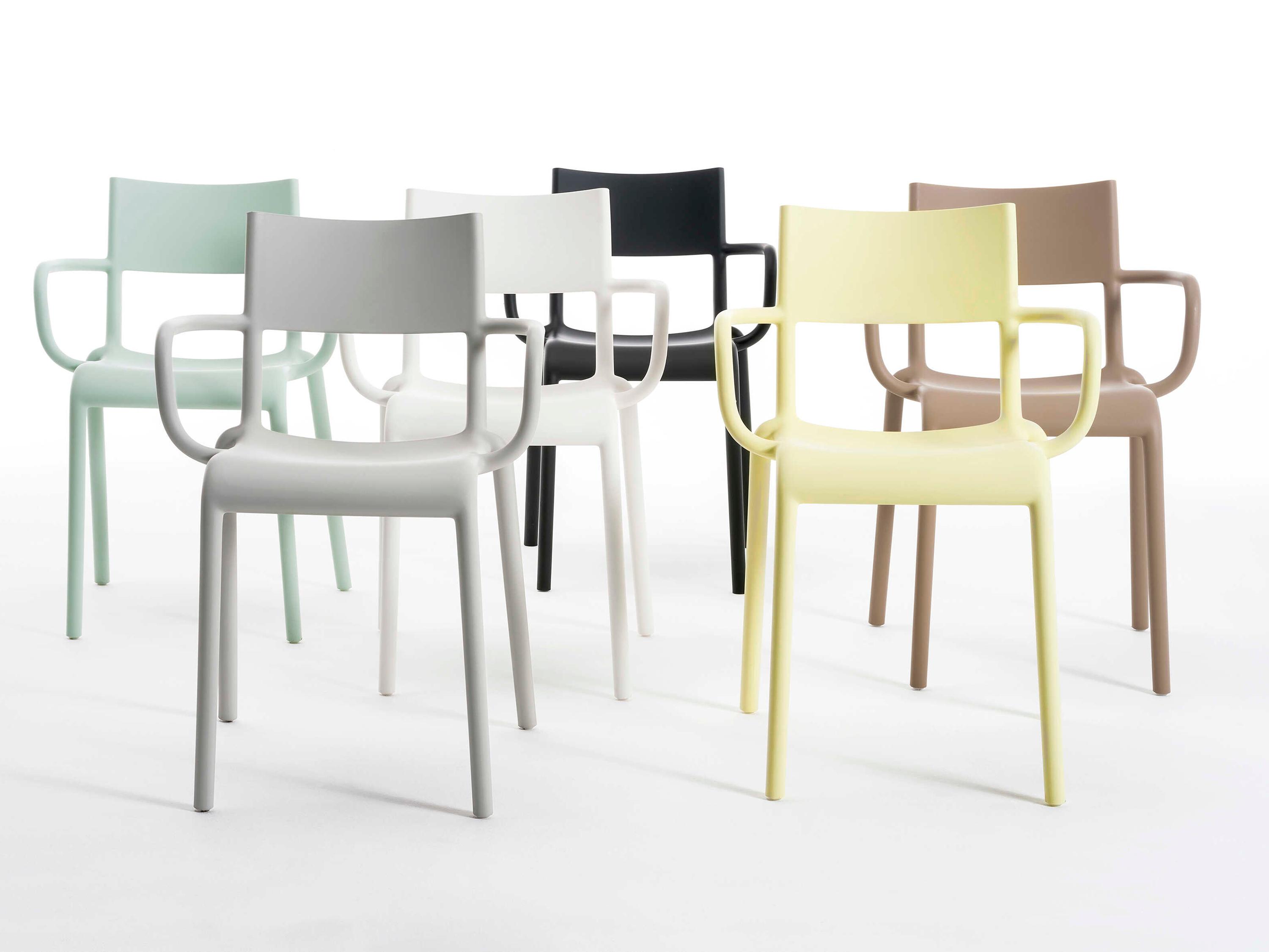 Kartell Generic A White Arm Dining Chair  (Sold in 2)