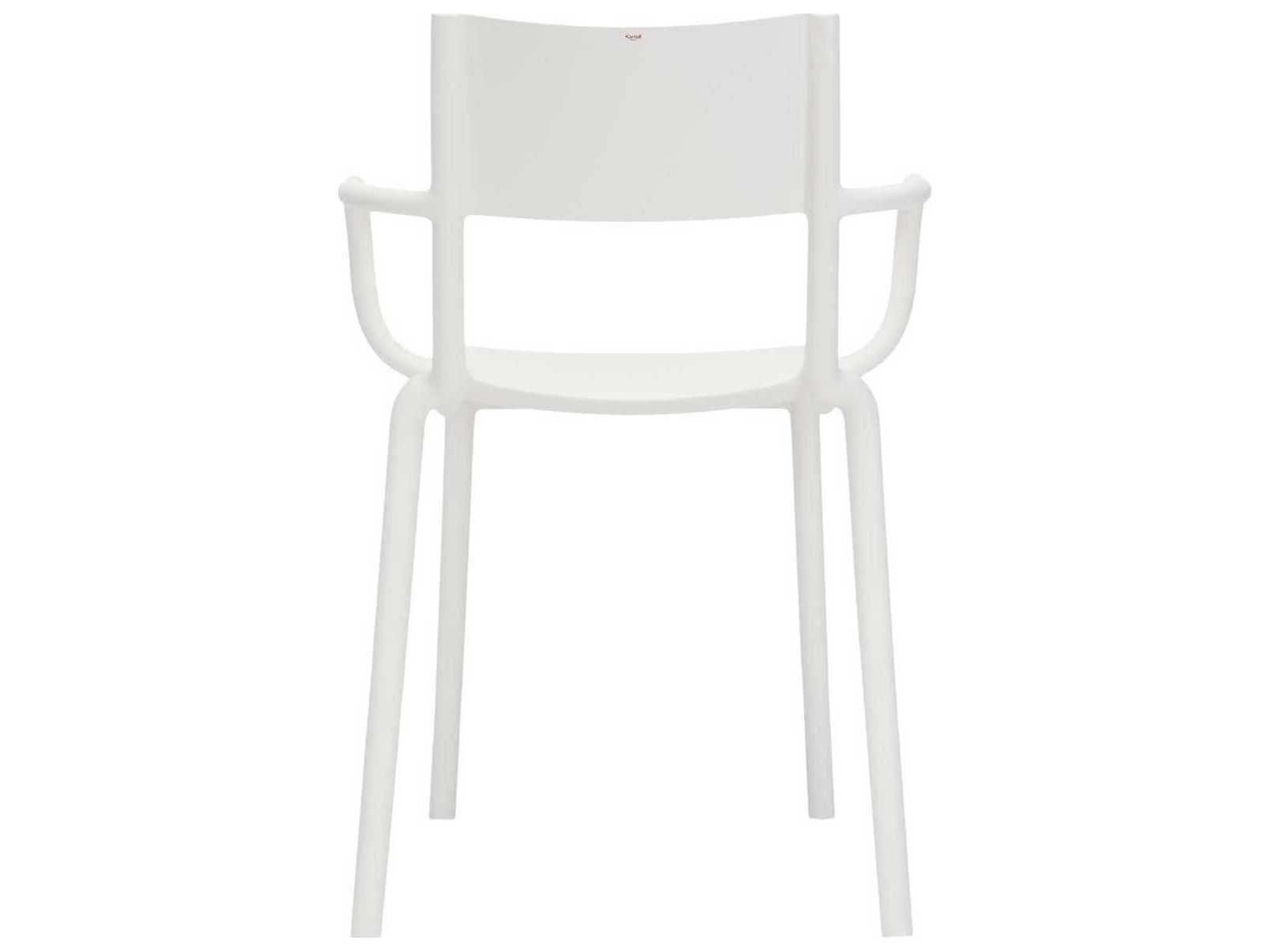 Kartell Generic A White Arm Dining Chair  (Sold in 2)