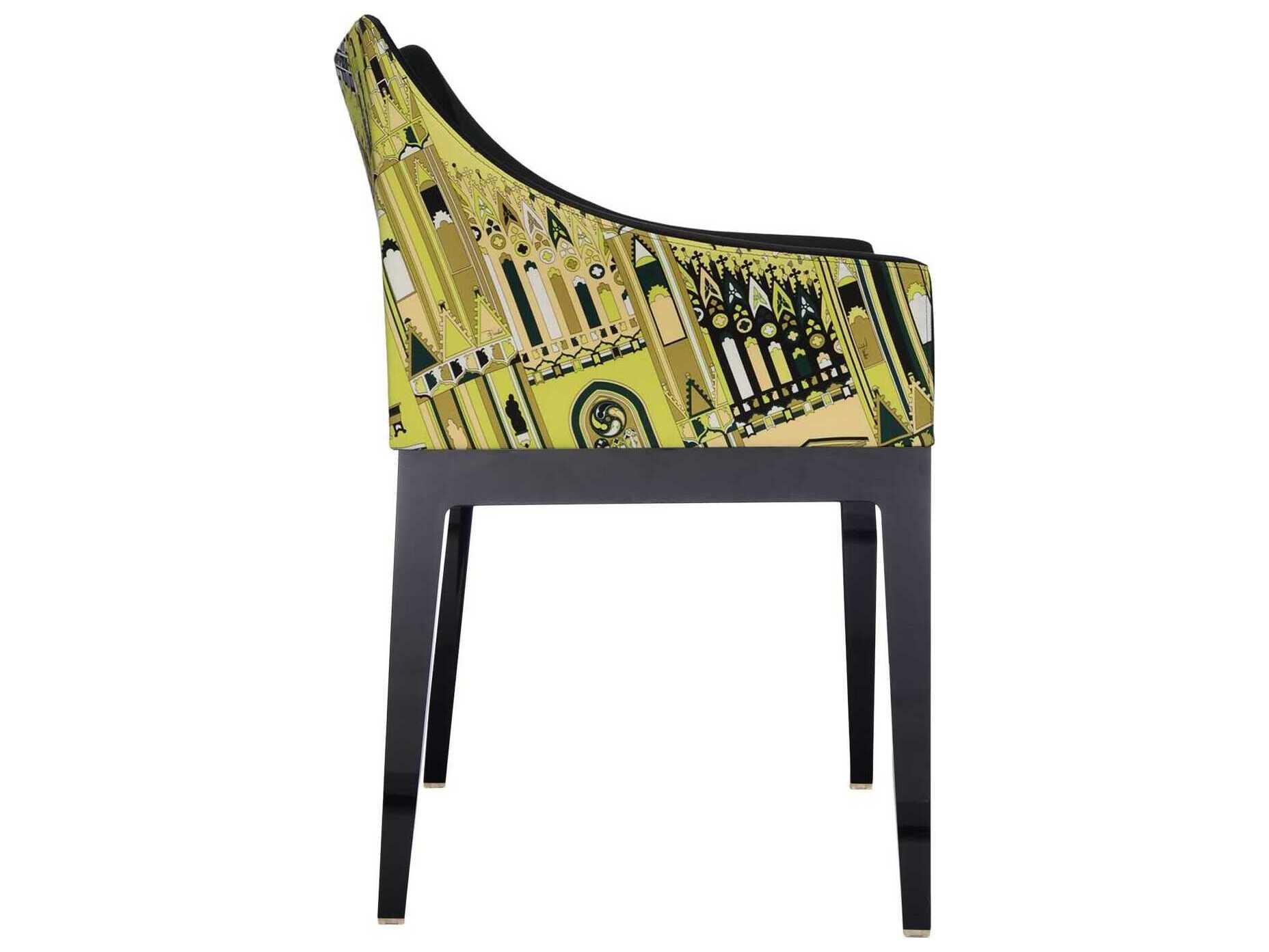 Kartell Madame Emilio Pucci Black Upholstered Arm Dining Chair
