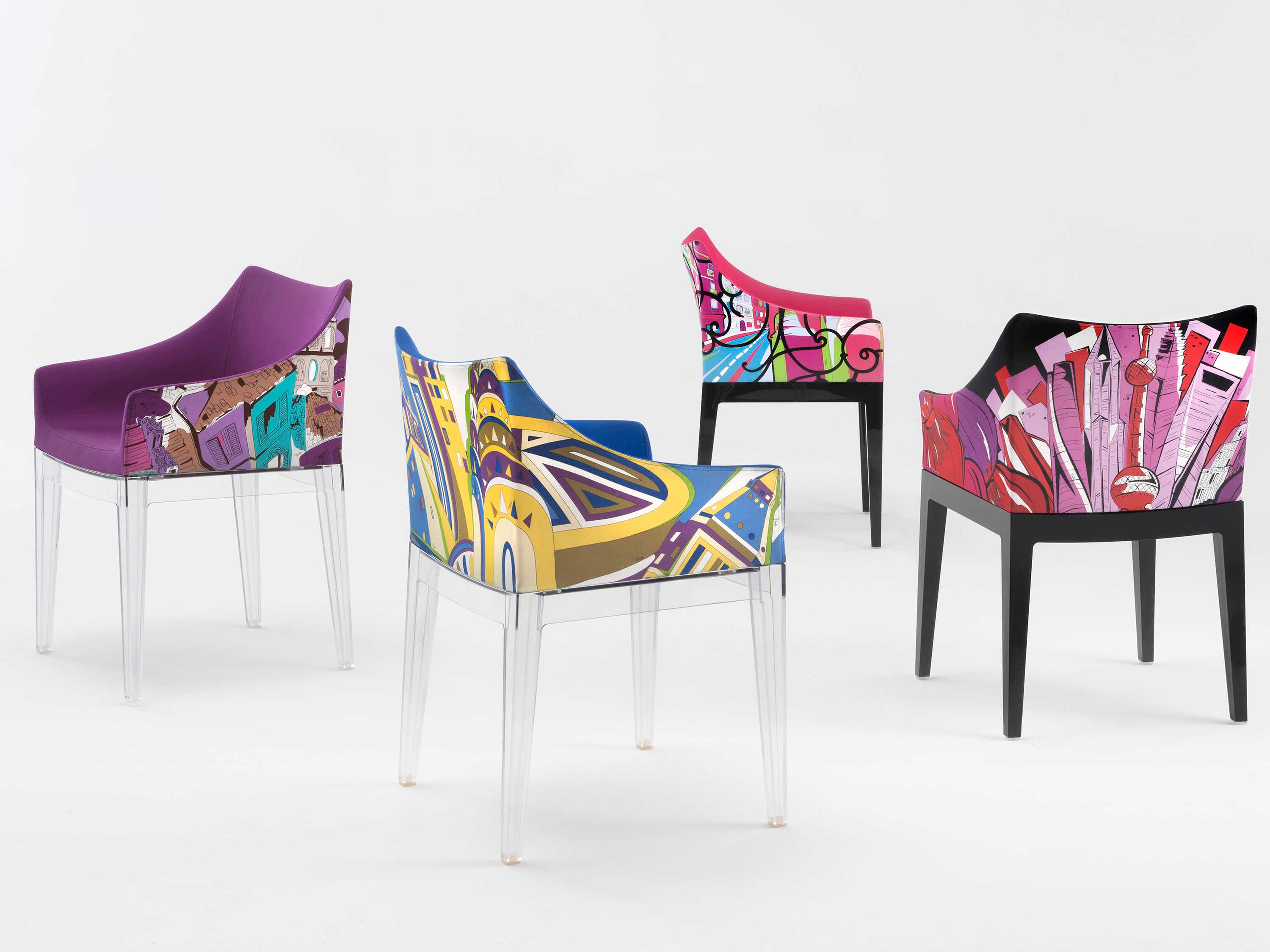 Kartell Madame Emilio Pucci Blue Upholstered Arm Dining Chair