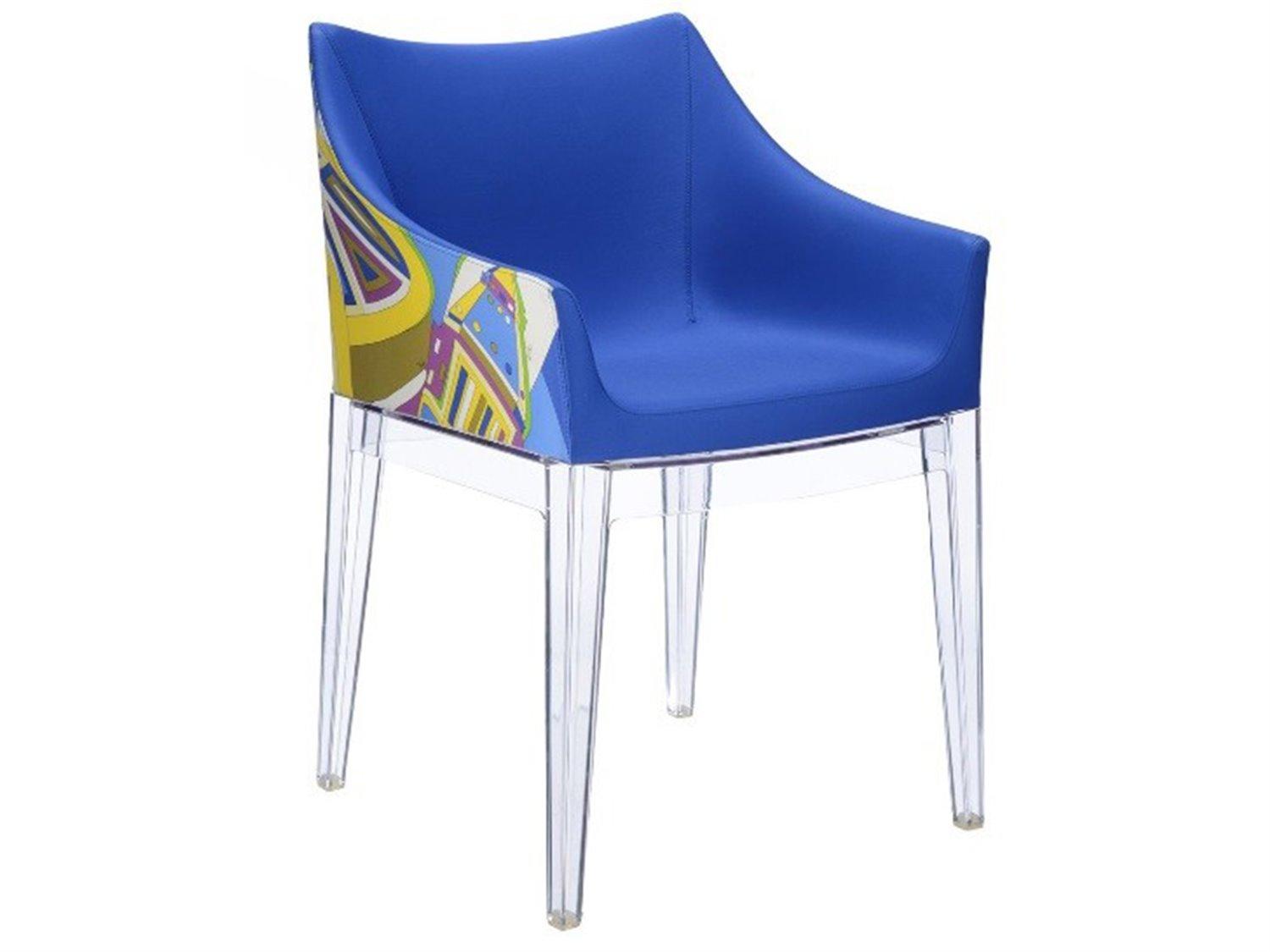 Kartell Madame Emilio Pucci Blue Upholstered Arm Dining Chair