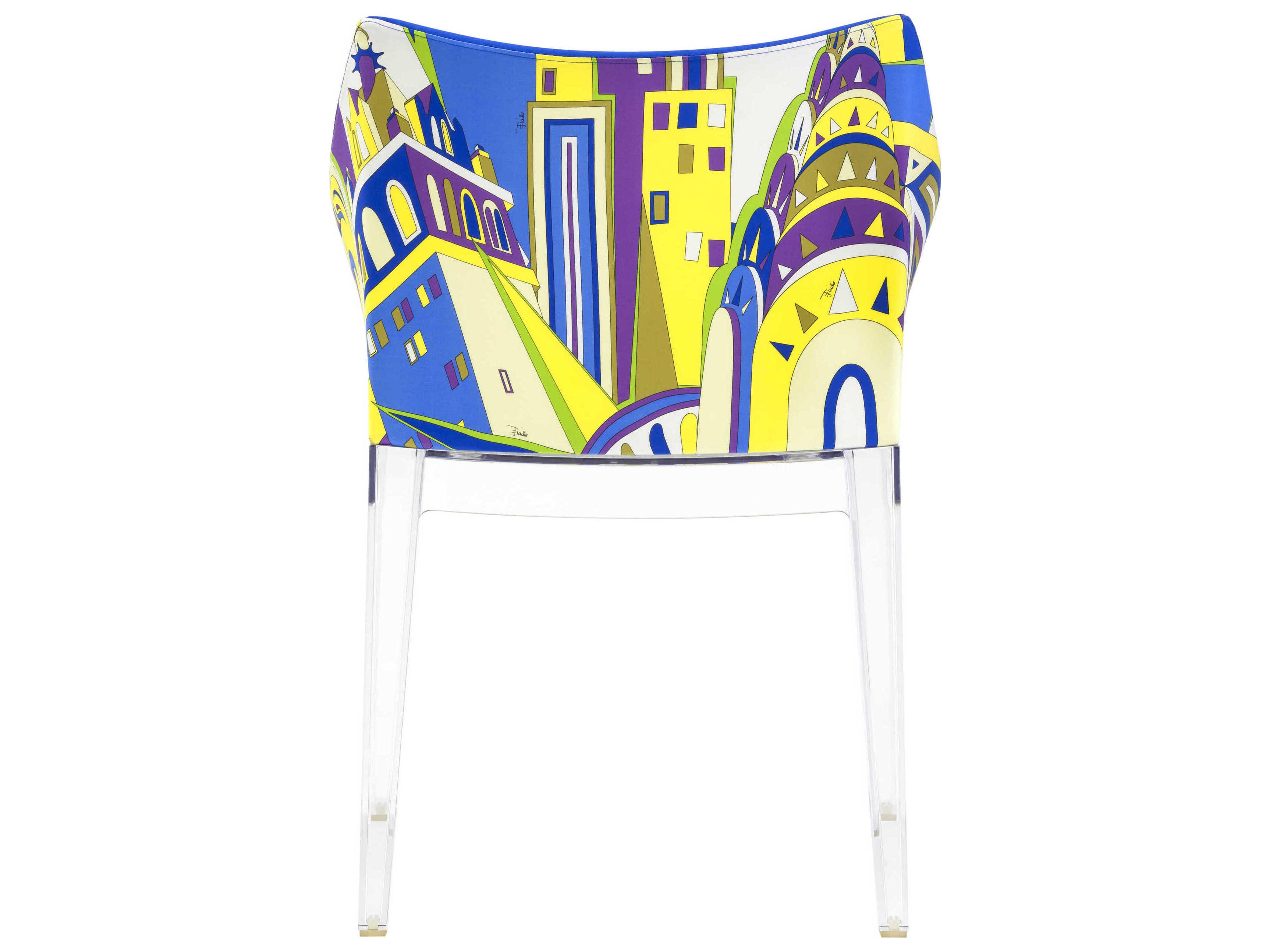 Kartell Madame Emilio Pucci Blue Upholstered Arm Dining Chair