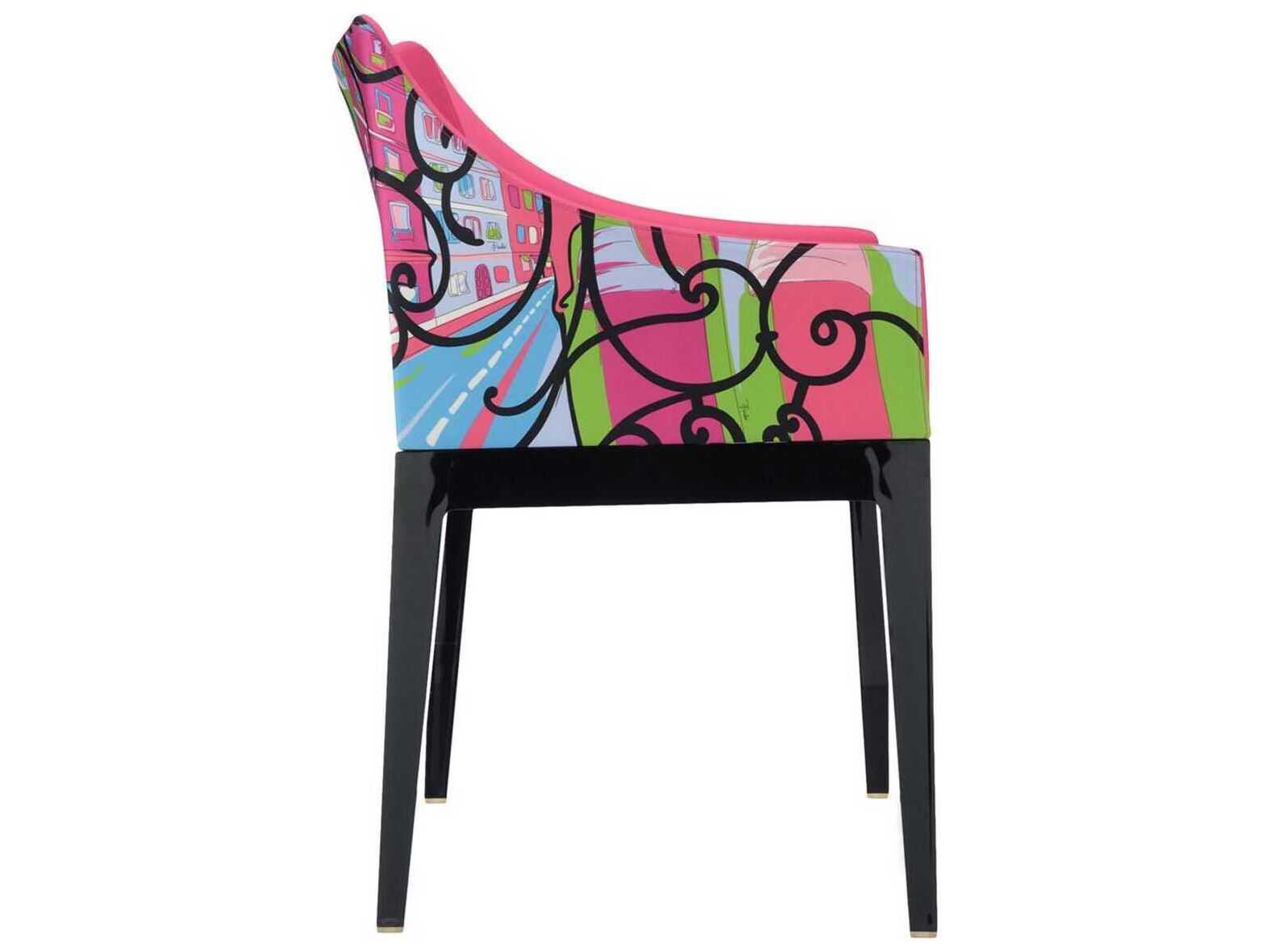Kartell Madame Emilio Pucci Black Upholstered Arm Dining Chair