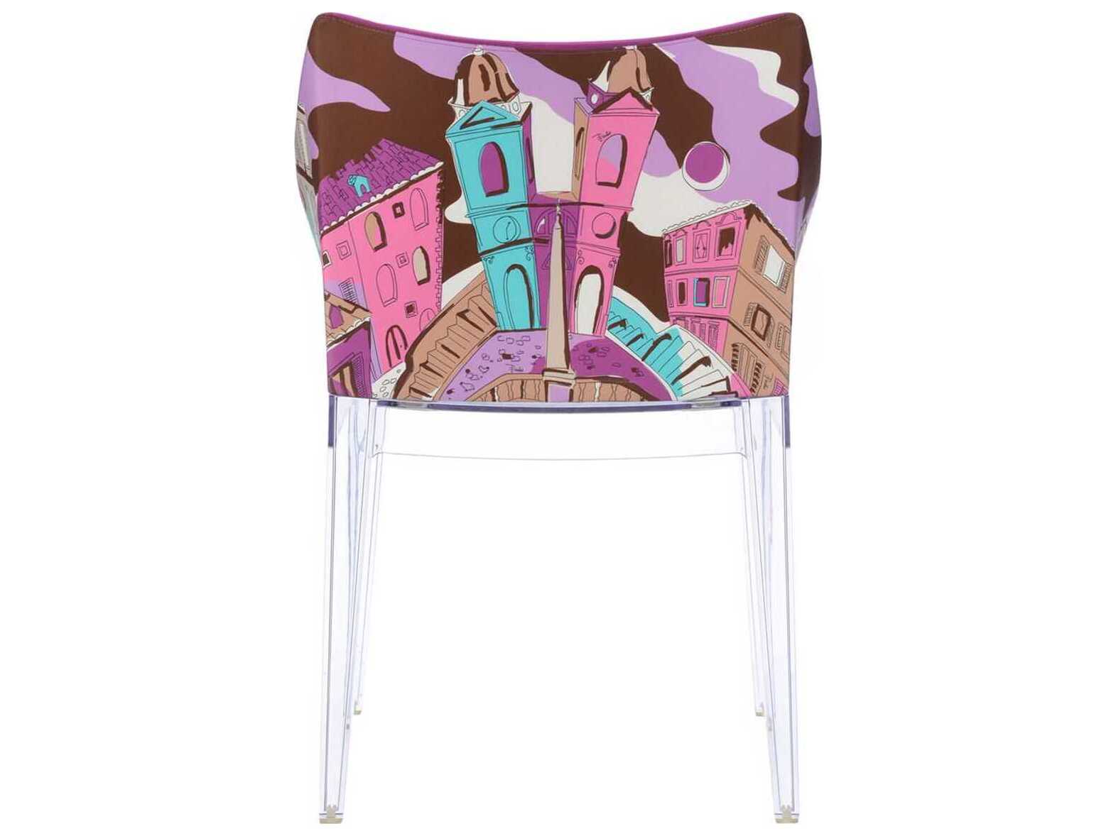 Kartell Madame Emilio Pucci Clear Upholstered Arm Dining Chair