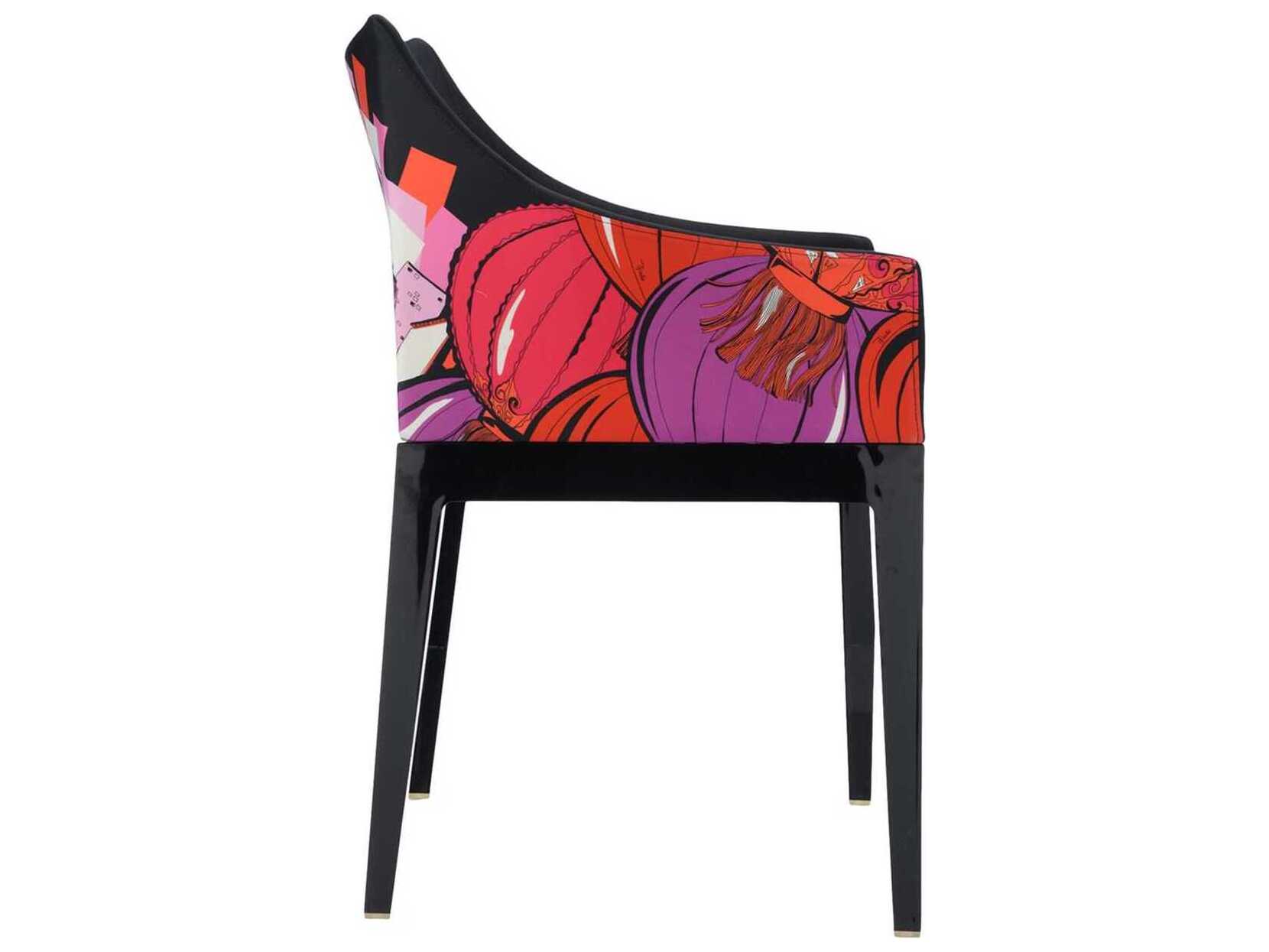 Kartell Madame Emilio Pucci Black Upholstered Arm Dining Chair