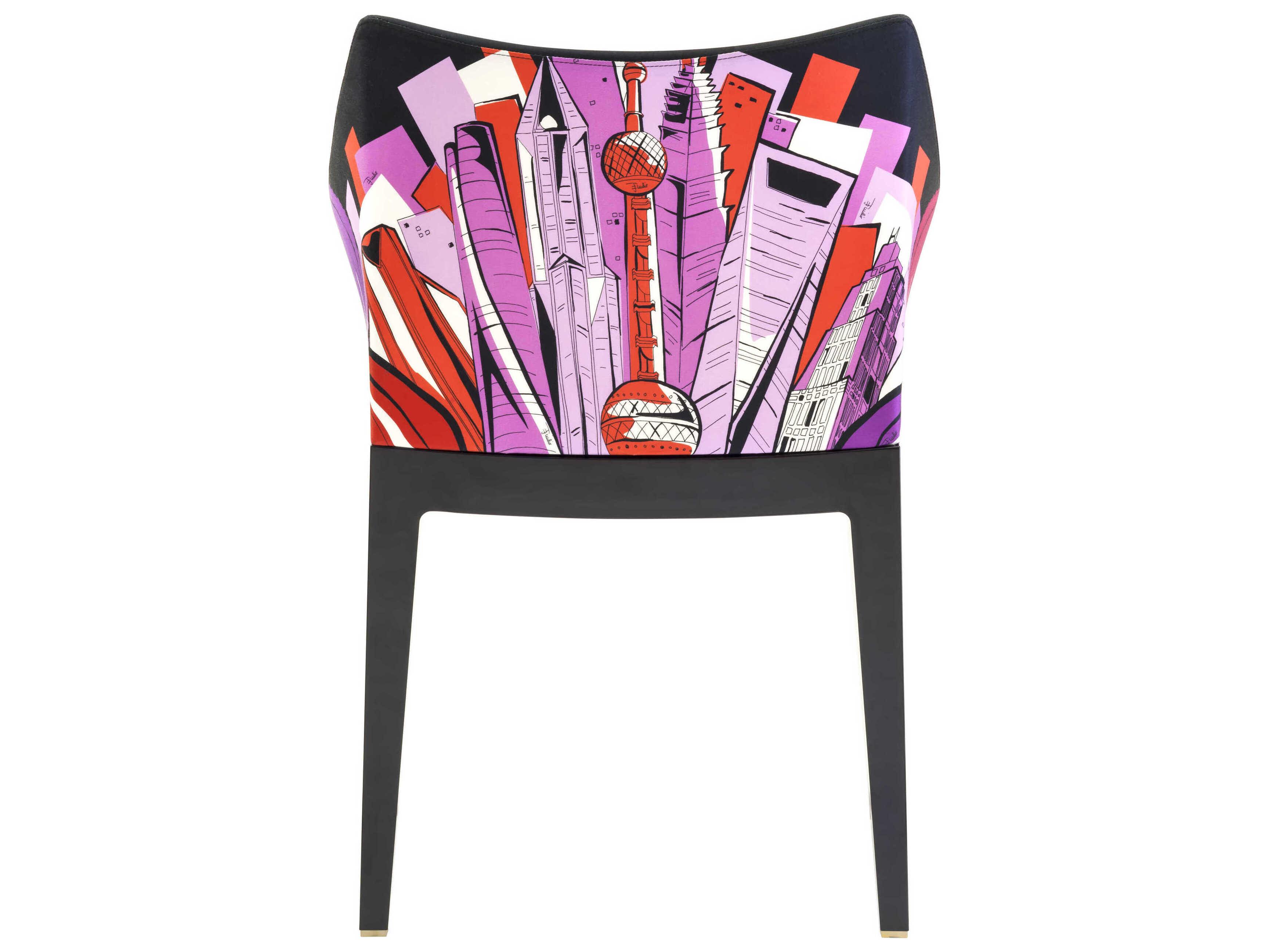 Kartell Madame Emilio Pucci Black Upholstered Arm Dining Chair