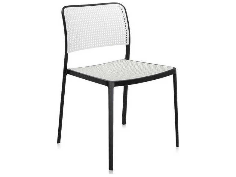 Kartell Audrey Armless Chair in Black Frame and White Seat  (Sold in 2)
