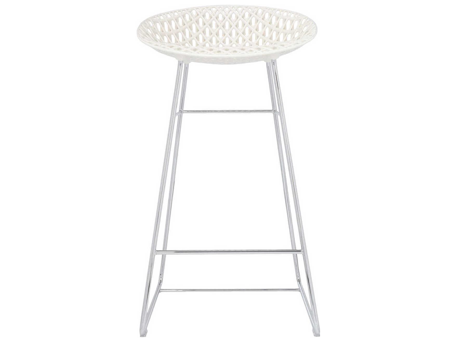 Kartell Smatrik White And Chrome Counter Stool