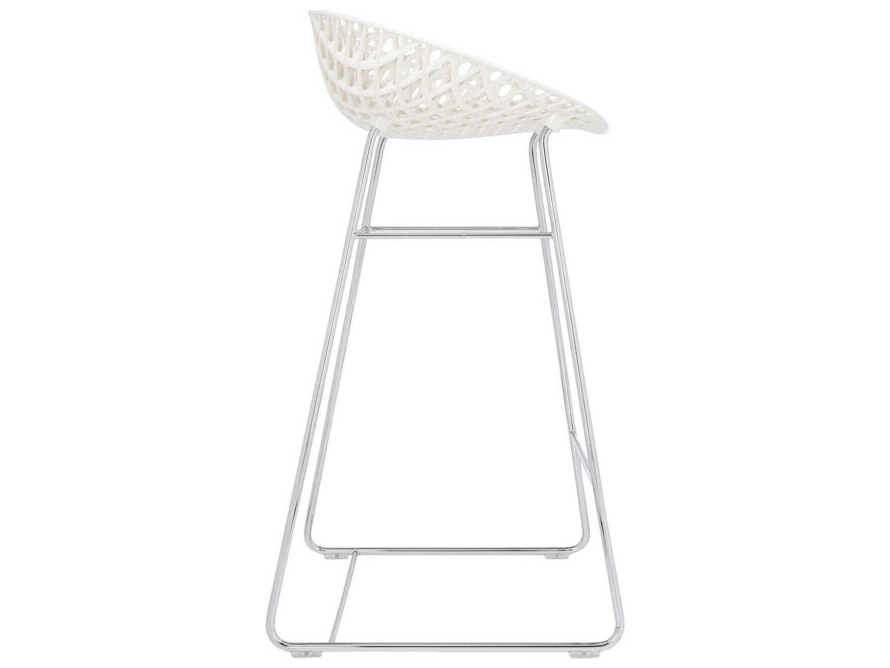 Kartell Smatrik White And Chrome Counter Stool