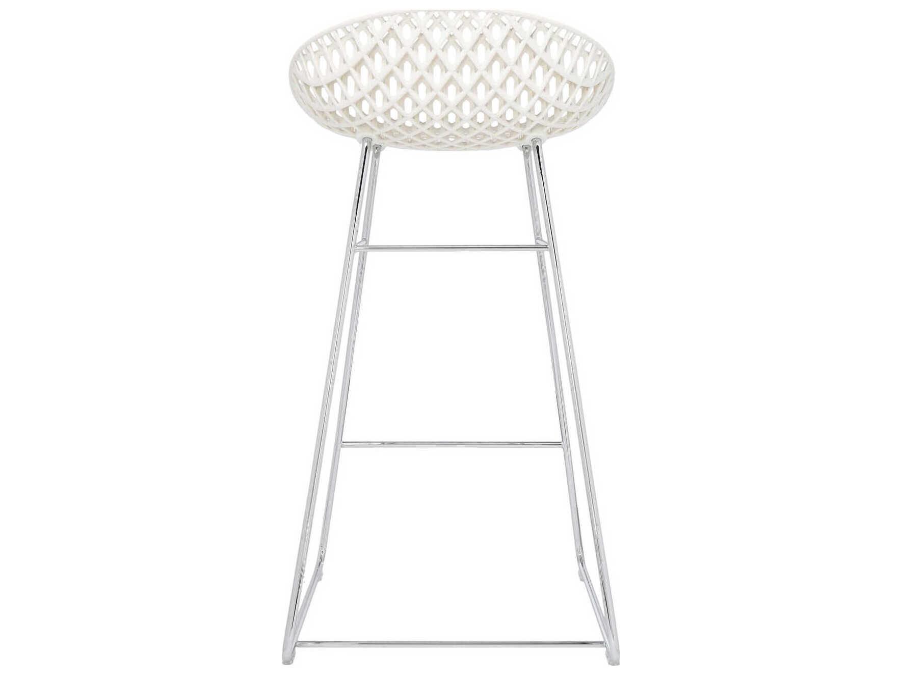 Kartell Smatrik White And Chrome Counter Stool