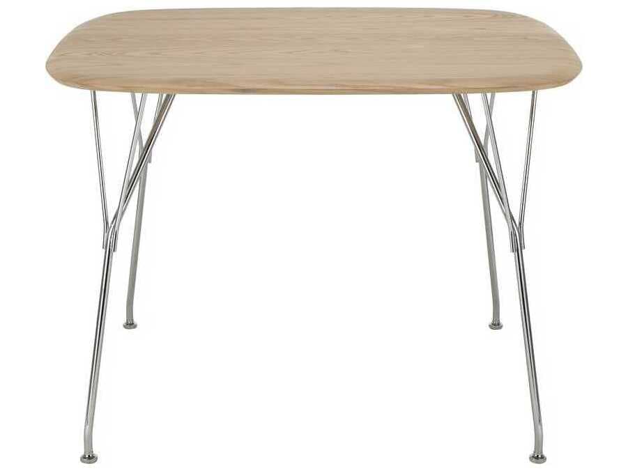 Kartell Viscount Of Wood Square Ash Chrome Dining Table