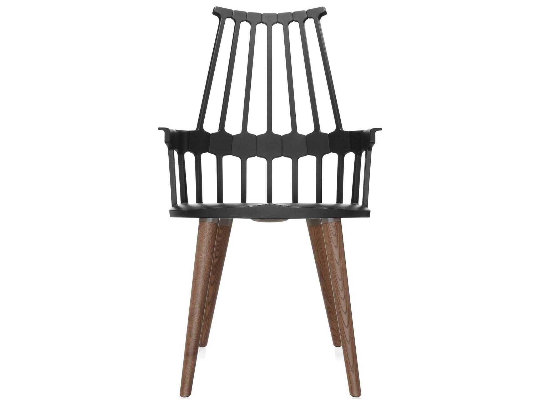Kartell Comback Ash Wood Black Arm Dining Chair  (Sold in 2)